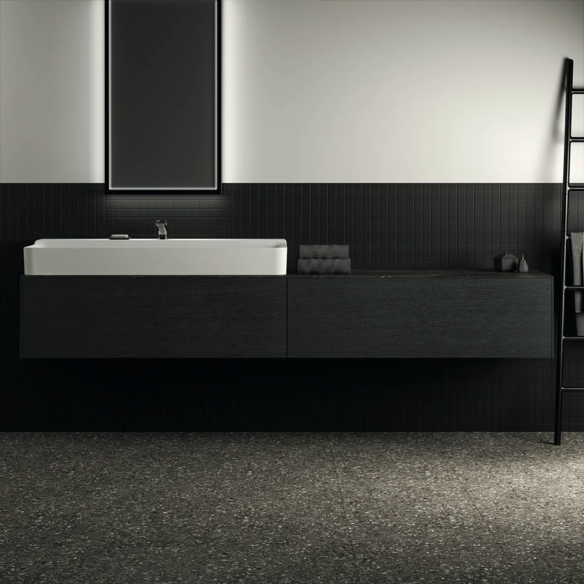 Ideal Standard Waschtischunterschrank „Conca“ 238,5 × 36 × 50,5 cm Eiche geflammt Furnier Ideal Standard Waschtischunterschrank „Conca“ 238,5 × 36 × 50,5 cm Eiche geflammt Furnier
