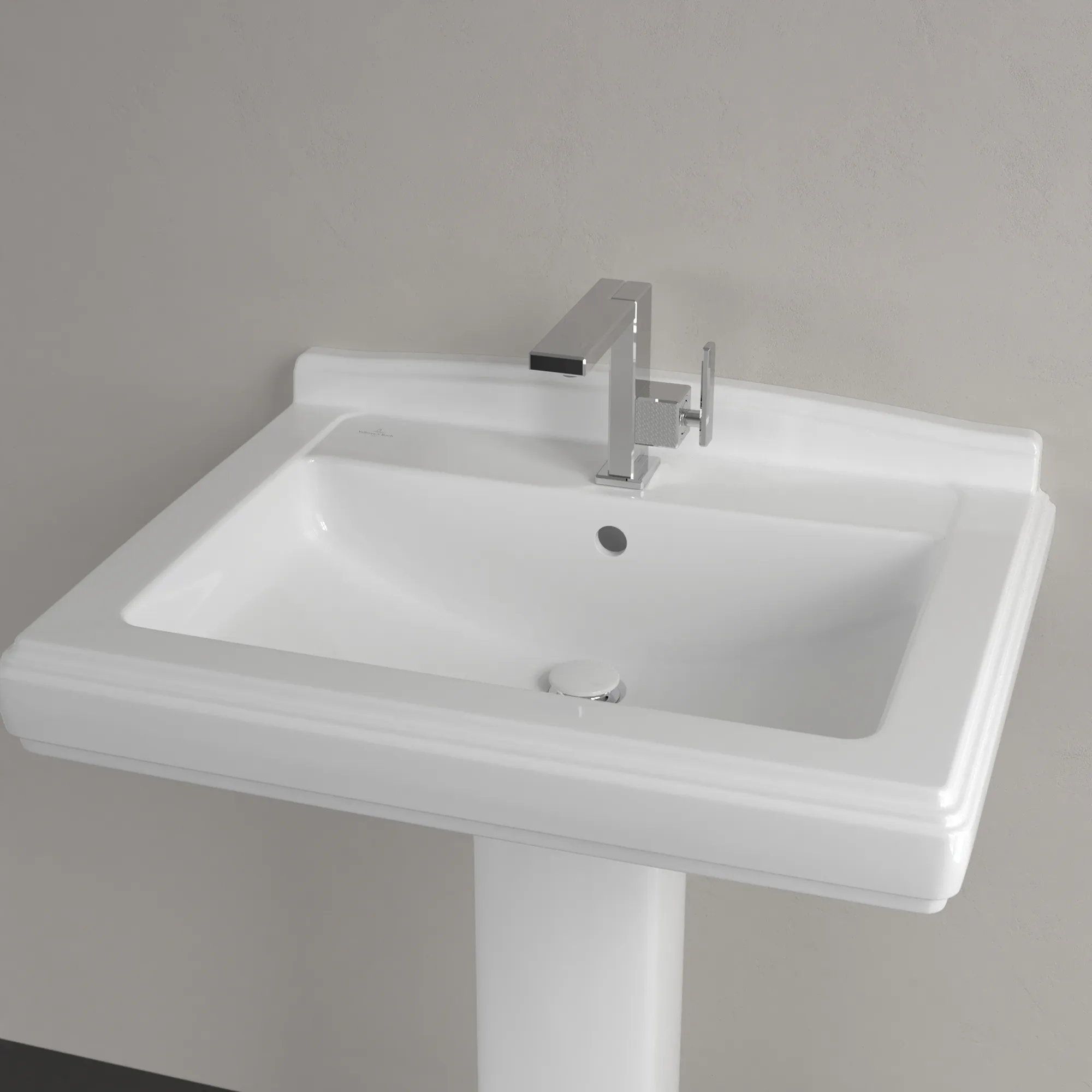 Villeroy & Boch Wandwaschtisch „Hommage“ 750 × 580 × 270 mm in Weiß Alpin, mit CeramicPlus Villeroy & Boch Wandwaschtisch „Hommage“ 750 × 580 × 270 mm in Weiß Alpin, mit CeramicPlus