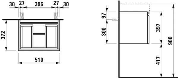 Laufen Waschtischunterbau „PRO S“ 510 × 397 × 372 mm Graphit Laufen Waschtischunterbau „PRO S“ 510 × 397 × 372 mm Graphit
