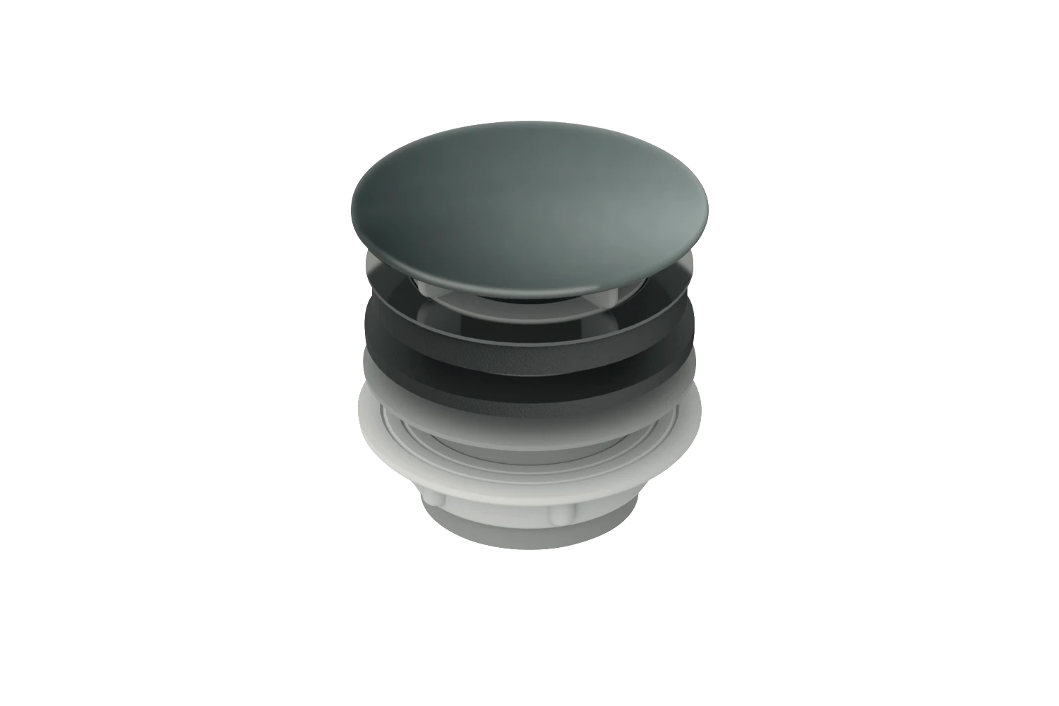 Schaftventil, Ab- und Überlauf, Waschtisch, 65x65x60 mm, Weiß, Messing, Metall, Kunststoff