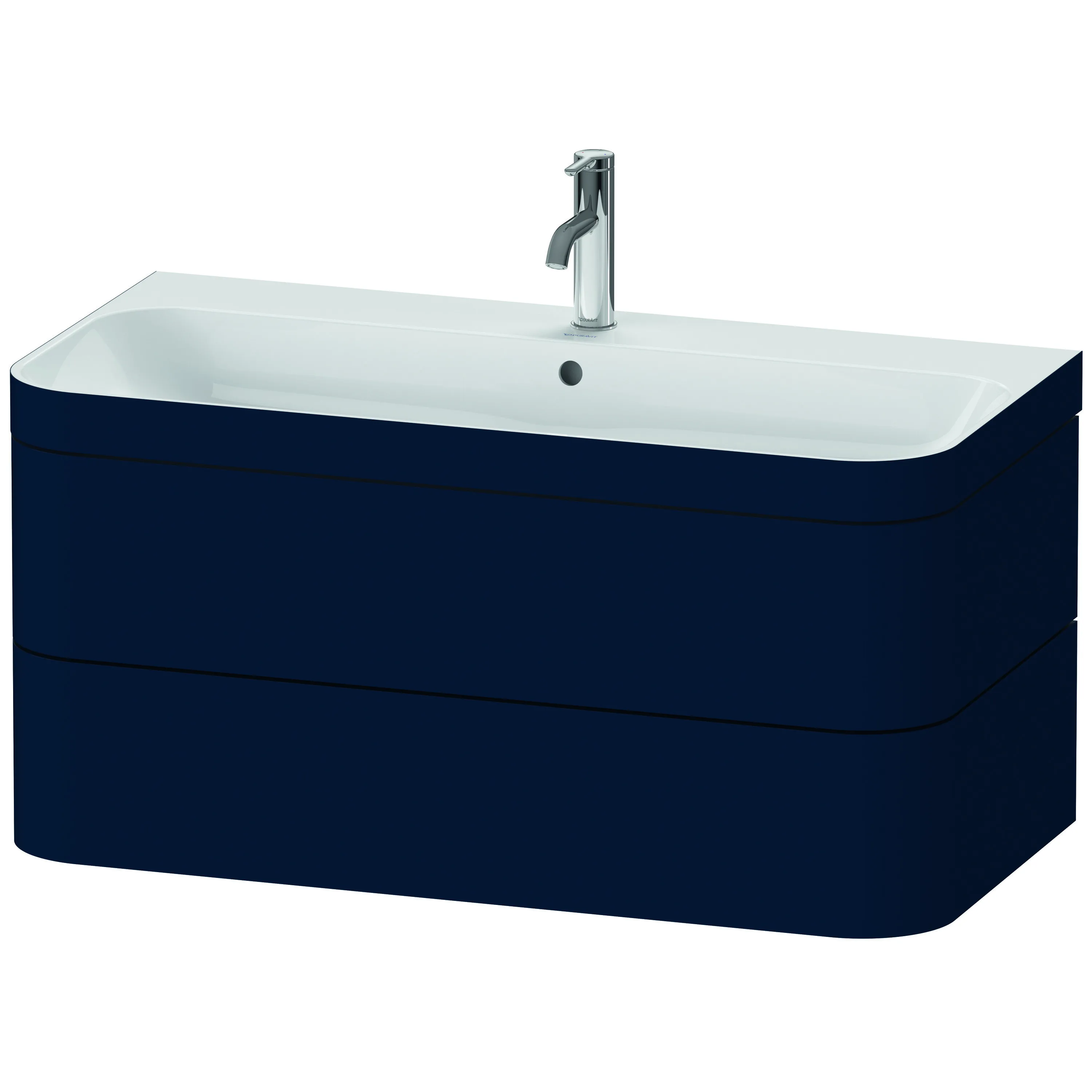 Duravit Waschtischunterschrank c-shaped Set wandhängend „Happy D.2 Plus“ 97,5 × 48 × 49 cm Nachtblau Seidenmatt