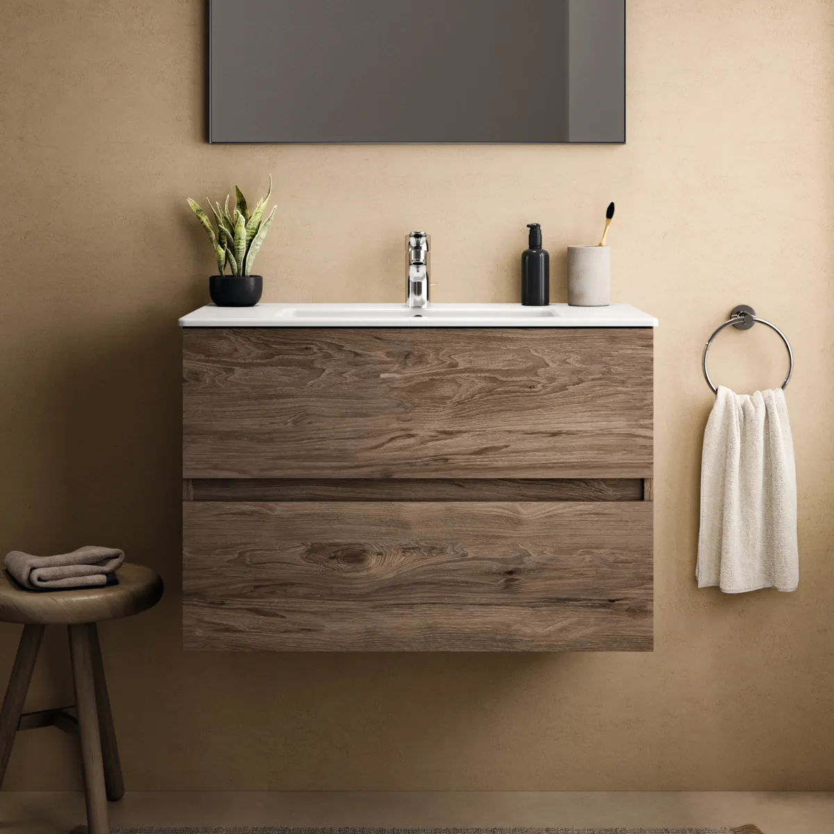 Ideal Standard Möbelwaschtischunterschrank Eurovit+ 2 Auszüge 800x440x550mm Nussbaum geflammt Ideal Standard Möbelwaschtischunterschrank Eurovit+ 2 Auszüge 800x440x550mm Nussbaum geflammt