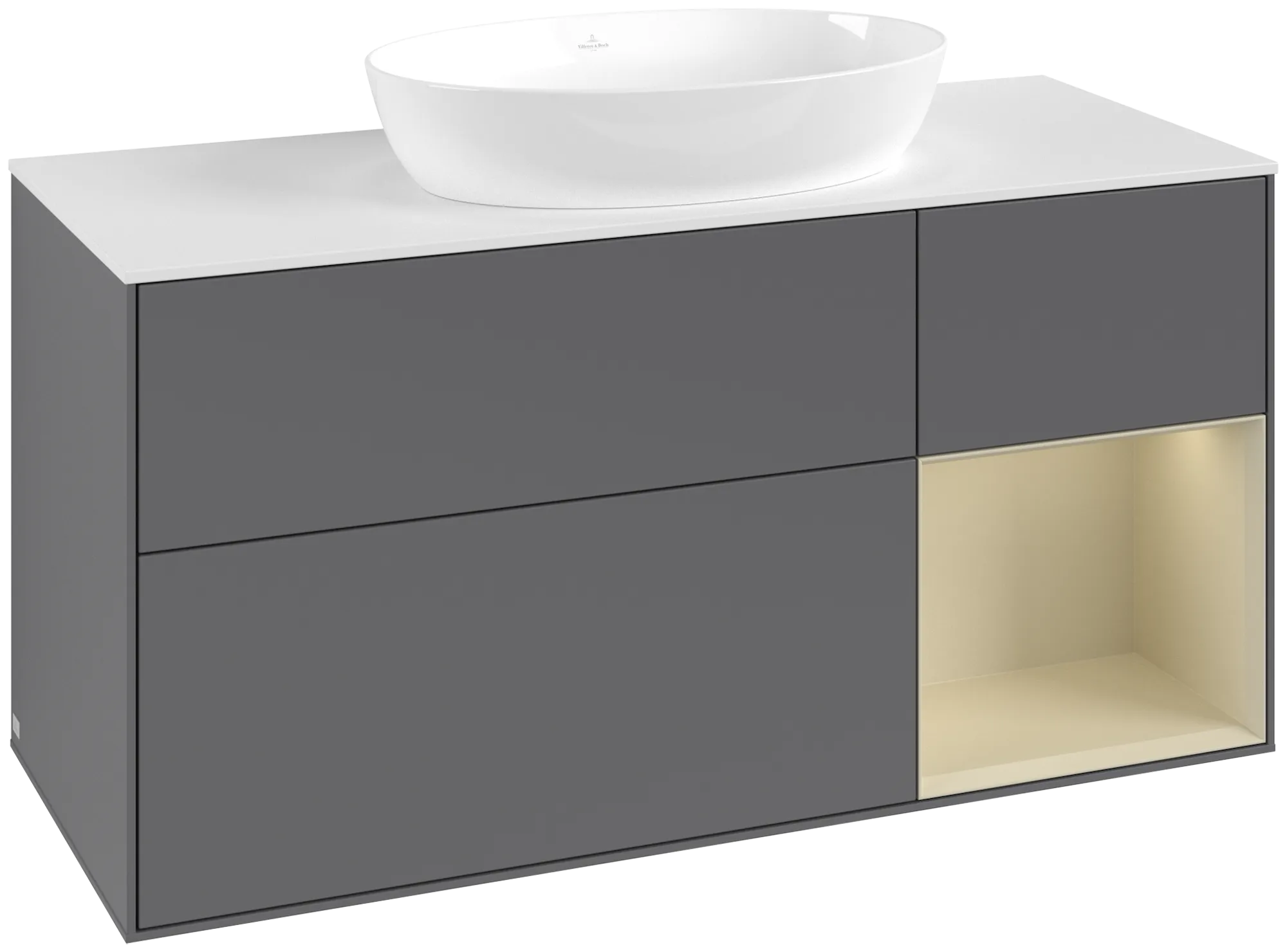 Villeroy & Boch Finion Waschbeckenunterschrank FA7 1200x603x501mm Anthracite/Silk Grey/Glass White