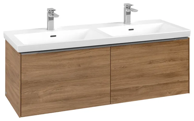 Villeroy & Boch Waschtischunterschrank „Subway 3.0“ für Schrank-Doppelwaschtisch 1272 × 429 × 478 mm Kansas Oak, für links und rechts