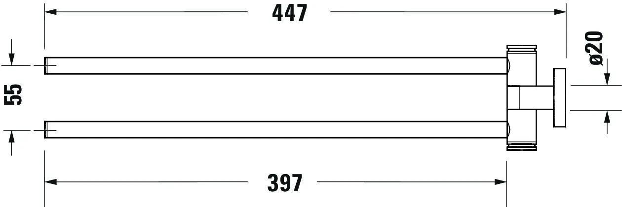 Handtuchhalter D-Code 445 mm zweiarmig, beweglich, chrom