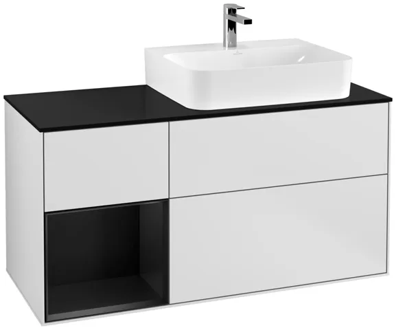 Villeroy & Boch Waschtischunterschrank „Finion“ für Schrankwaschtisch 120 × 60,3 × 50,1 cm 3 Schubladen, für Waschtischposition rechts, inkl. Beleuchtung rechts