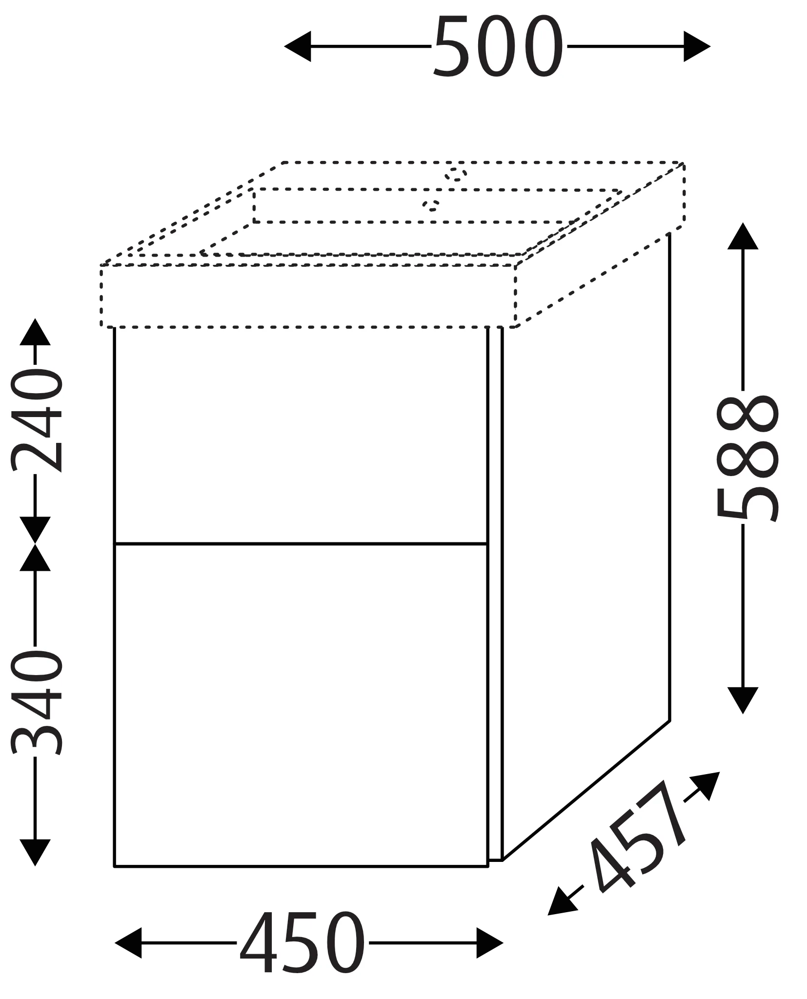 Waschtischunterbau mit Auszügen 3way (BR510) 588x450x457 Anthrazit-Matt