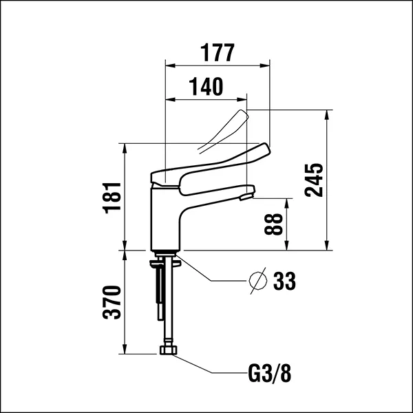 Einhebel-Waschtischmischer Citypro Liberty Ausladung 140 mm Festauslauf Temperaturlimitierung Mengenlimitierung Patrone mit fixen Limitierungen Mischdüse M24x1 PCA Laminar ohne Ablaufventil Durchfluss/Geräuschgruppe: 5.7 l/min (3 bar) / I/ - chrom