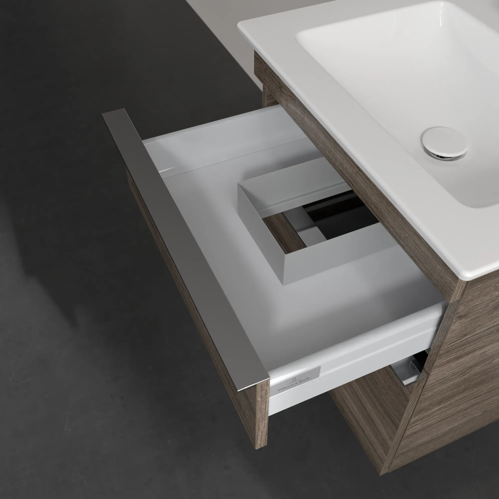 Villeroy & Boch Waschtischunterschrank „Venticello“ für Schrankwaschtisch 553 × 590 × 502 mm Stone Oak, für Becken mittig