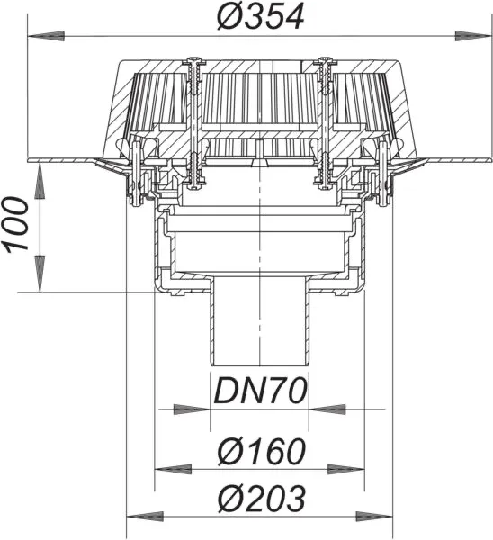 Dachablauf SuperDrain 62 Schraubflansch, DN 70 Dachablauf SuperDrain 62 Schraubflansch, DN 70