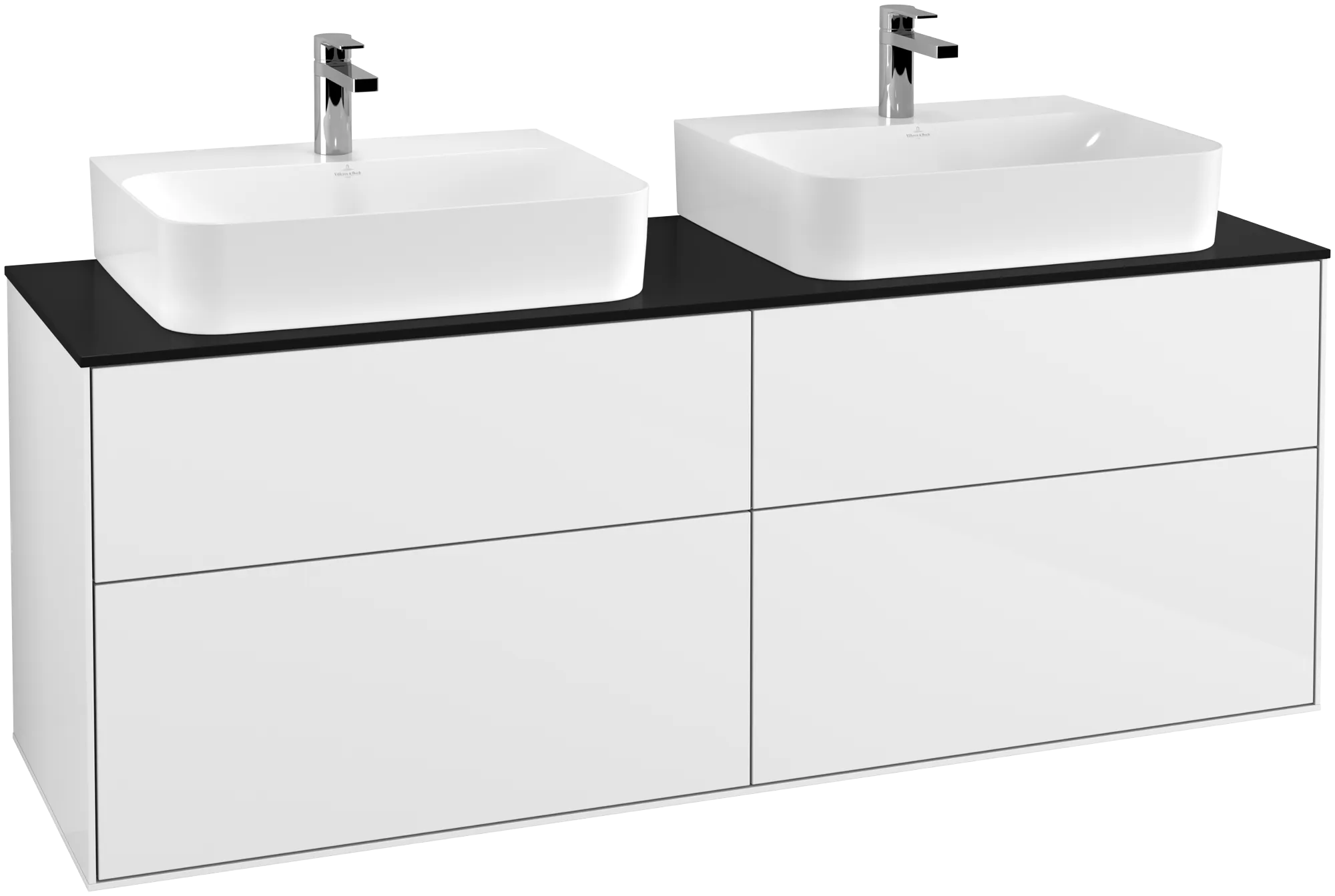 Villeroy & Boch Finion Waschbeckenunterschrank F18 1600x603x501mm Glossy White Lacquer / Glass Black Matt