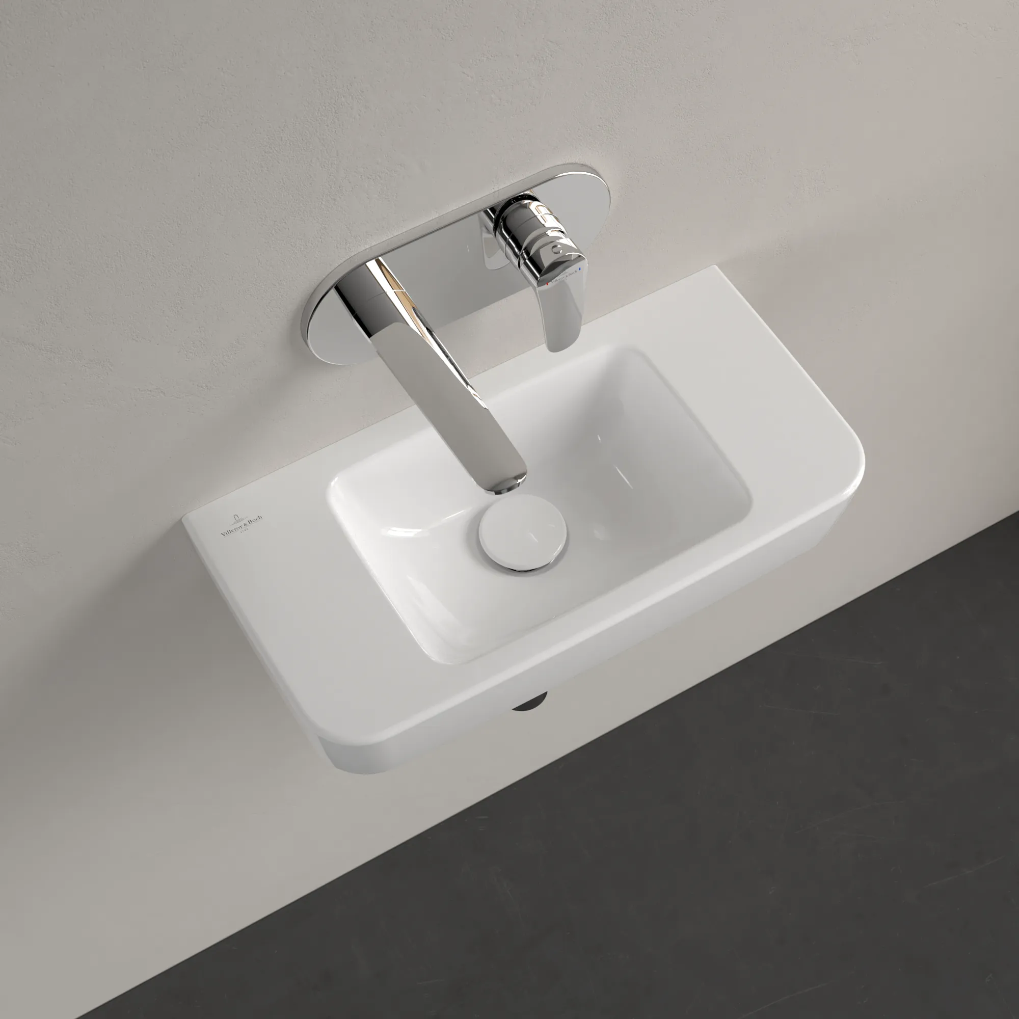 Villeroy & Boch Handwaschbecken „O.novo“ Compact 500 × 250 × 145 mm, für Becken mittig, ohne Hahnlochbohrung