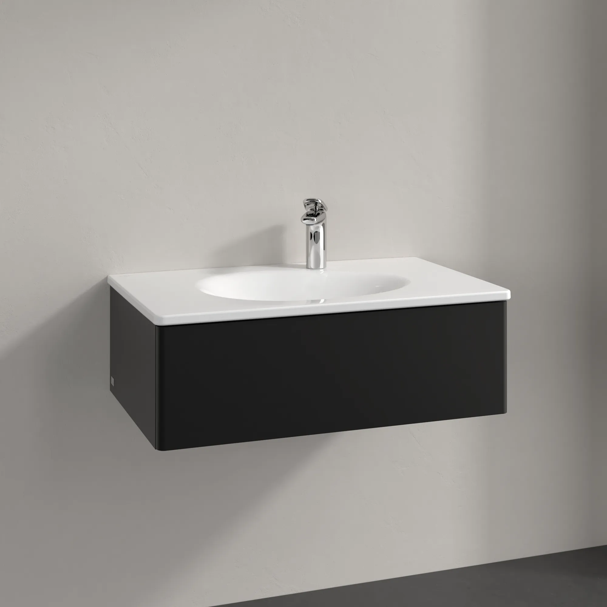 Villeroy & Boch Waschbeckenunterschrank Antao K01, eckig, Black Matt Lacquer, 788 x 256 x 496 mm, Höhe 256 mm, Wanneneinbaumaß 788 mm