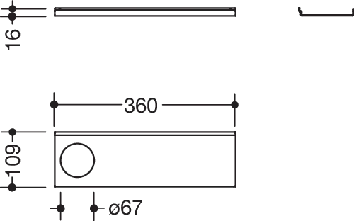 HEWI Ablage in 36 × 1,5 × 10,2 cm