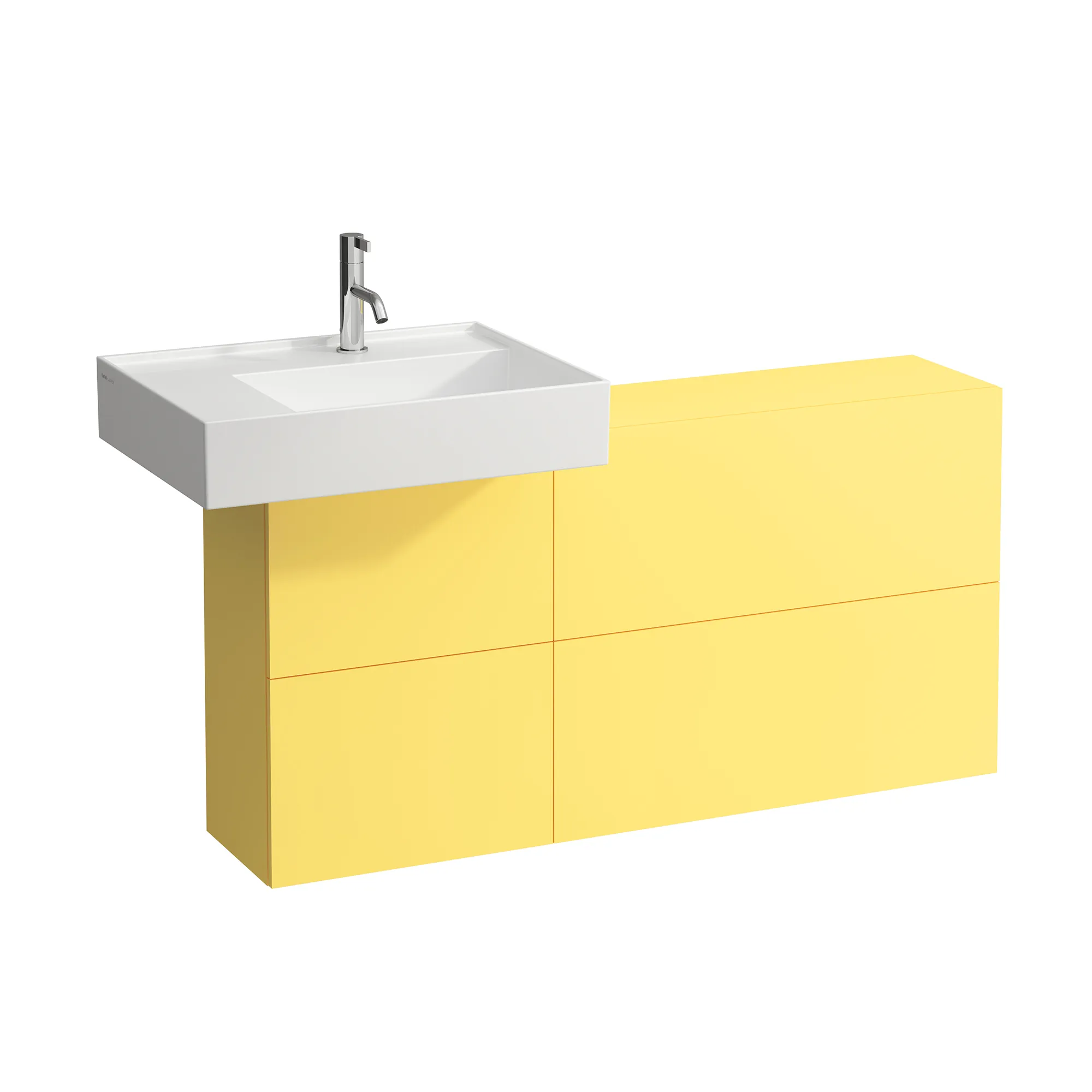 Laufen Waschtischunterbau „Kartell“ 270 × 610 × 1200 mm Senfgelb, links Laufen Waschtischunterbau „Kartell“ 270 × 610 × 1200 mm Senfgelb, links