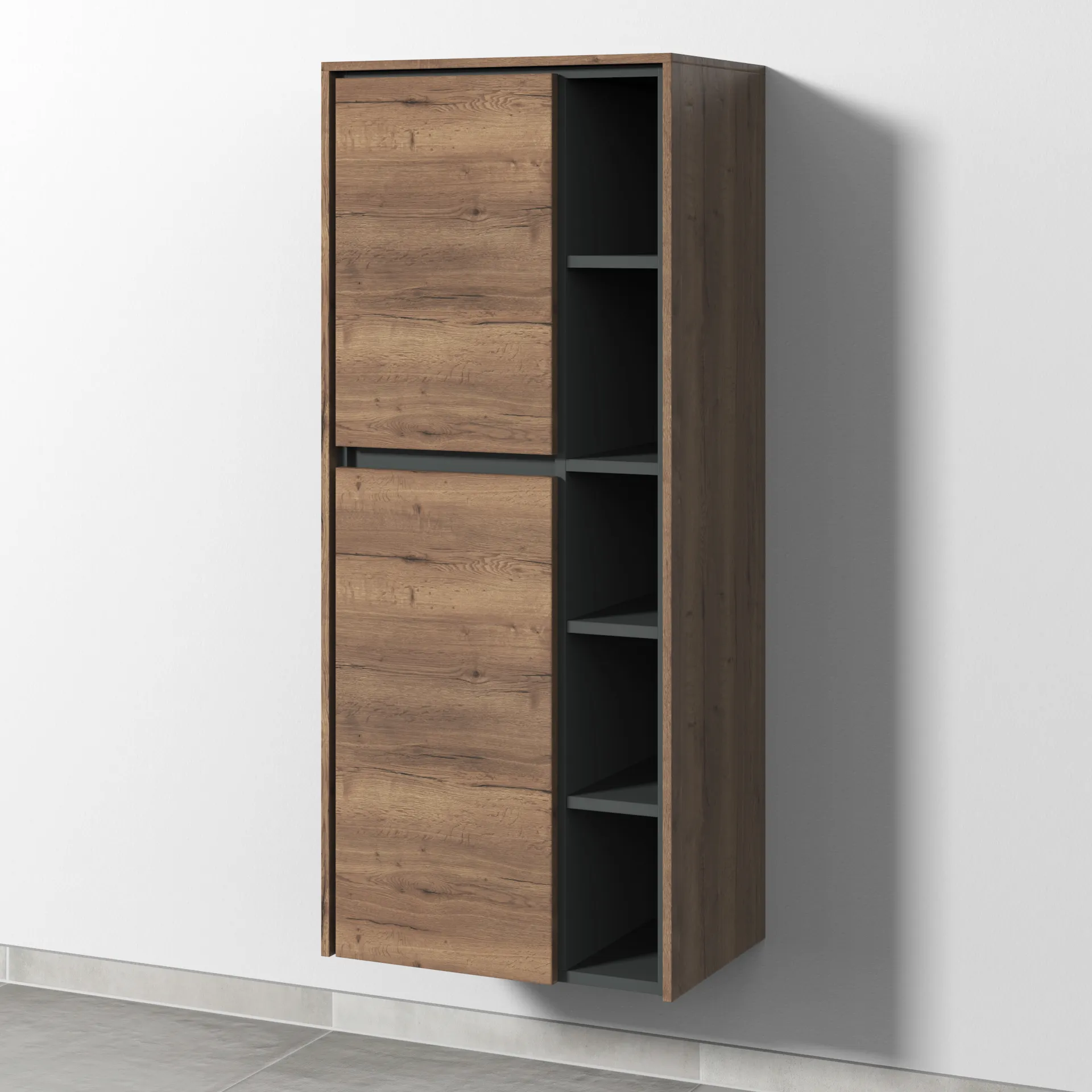 Sanipa Stauraumschrank „Twiga“ 525 × 1241 × 350 mm in Eiche Tabak, Anschlag links, ohne Beleuchtung