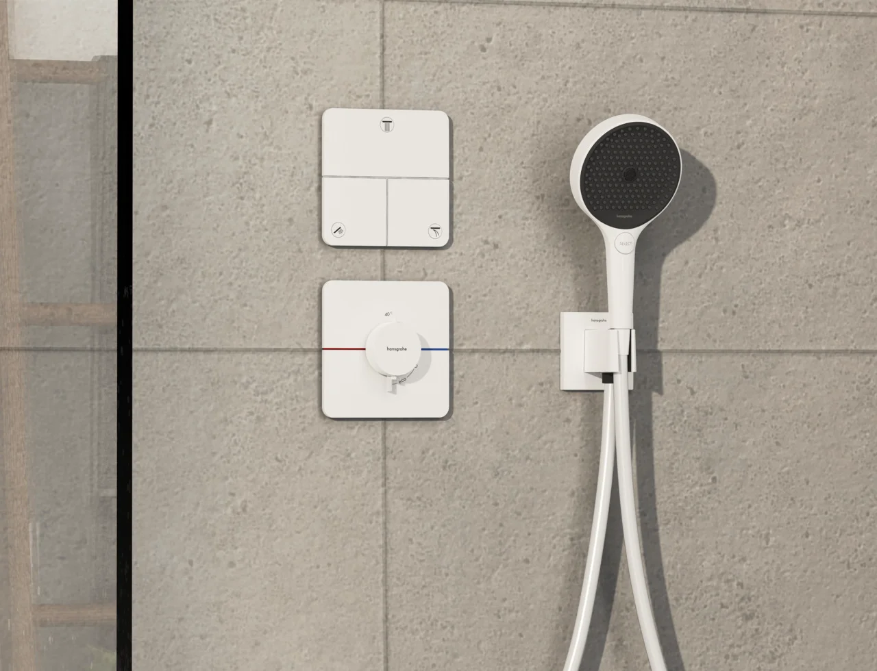 Hansgrohe ShowerSelect Comfort Q Absperrventil Unterputz, Mattweiß, 3 Verbraucher, flache Rosette, einfache Installation