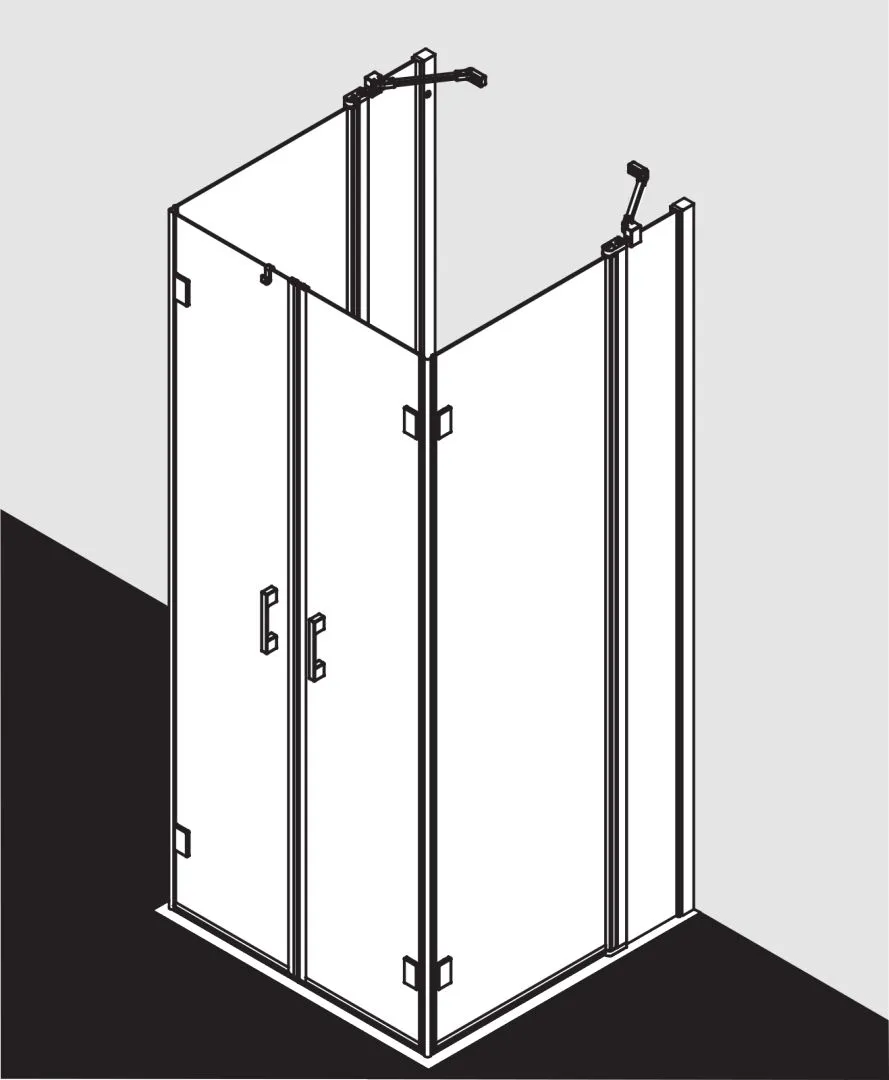 Kermi Duschdesign U-Form-Duschkabine Pendel-Falttüren mit Festfeldern / Festfeld für Nische und Ecke „LIGA“, Drehtür zweiteilig Glas Klar, Profile Silber Hochglanz, BV: 735 - 760 mm H: 1850 mm Kermi Duschdesign U-Form-Duschkabine Pendel-Falttüren mit Festfeldern / Festfeld für Nische und Ecke „LIGA“, Drehtür zweiteilig Glas Klar, Profile Silber Hochglanz, BV: 735 - 760 mm H: 1850 mm
