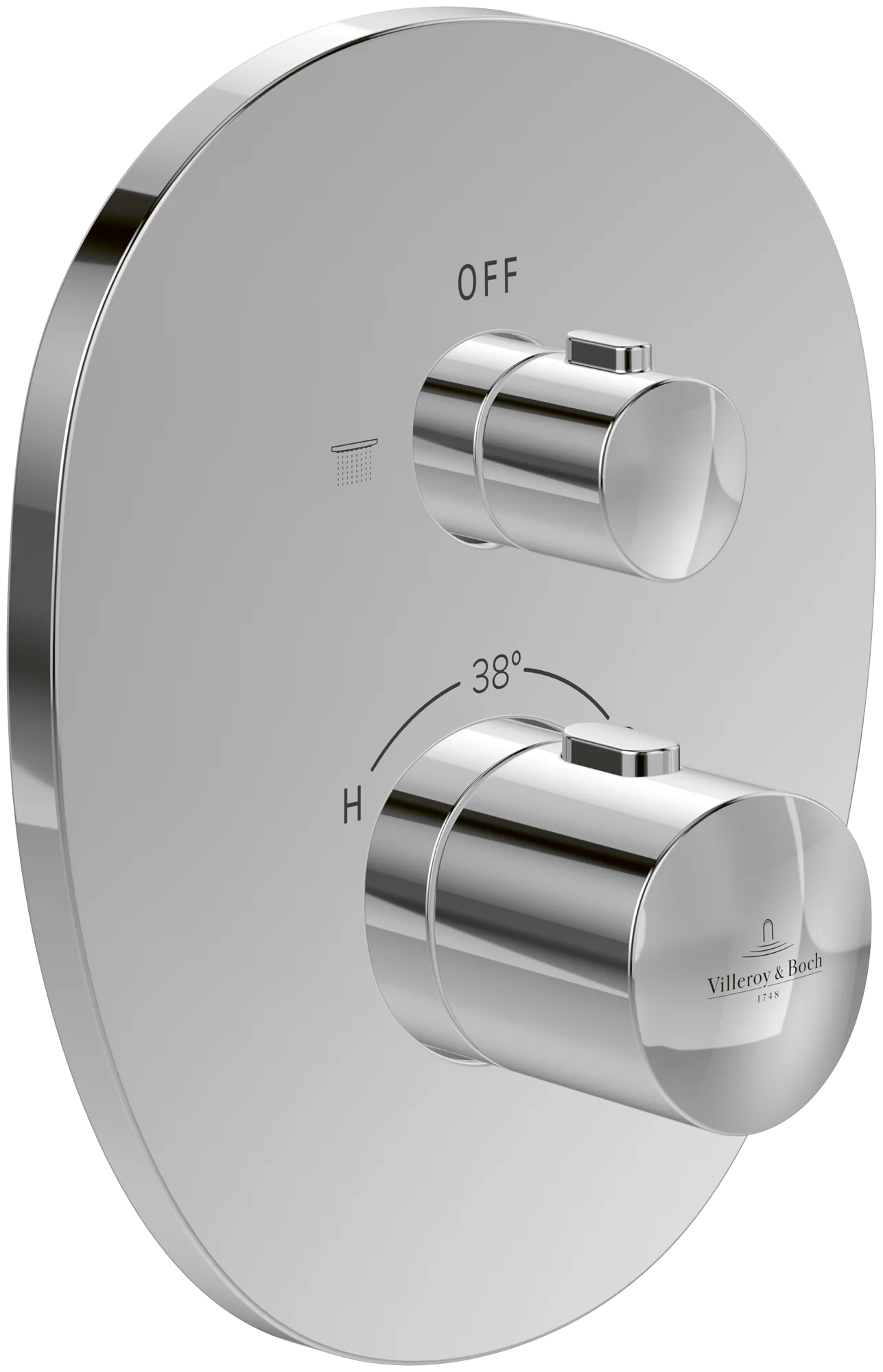 Villeroy & Boch Antao Unterputz-Thermostat, Chrom, 190 x 205 mm, Höhe 235 mm, Cool Tap, Wandmontage