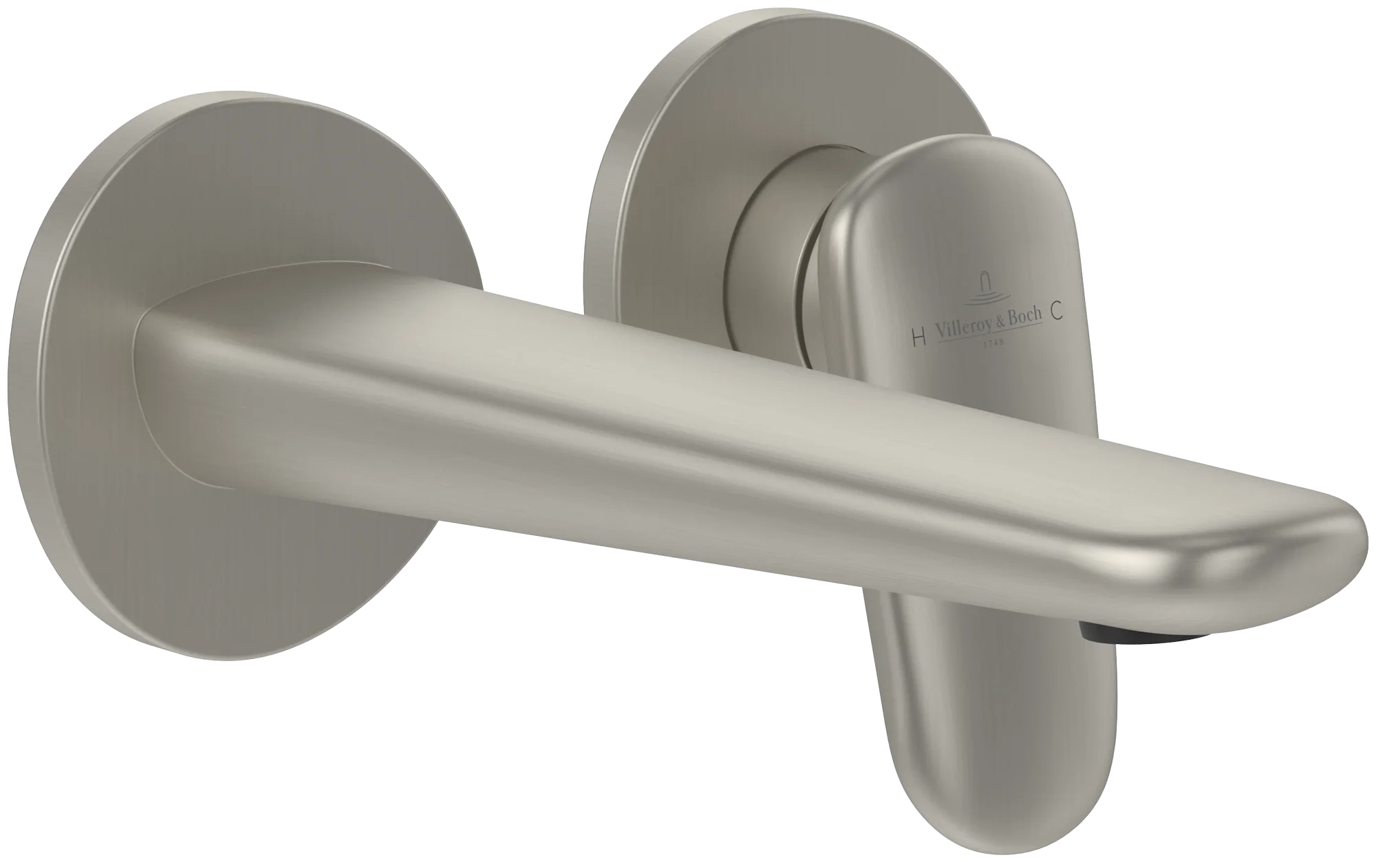 Villeroy & Boch Antao Zweiloch-Einhebel-Waschtischarmatur, Brushed Nickel Matt, 110x223x123 mm, Höhe 123 mm, Wanneneinbaumaß 110x223 mm