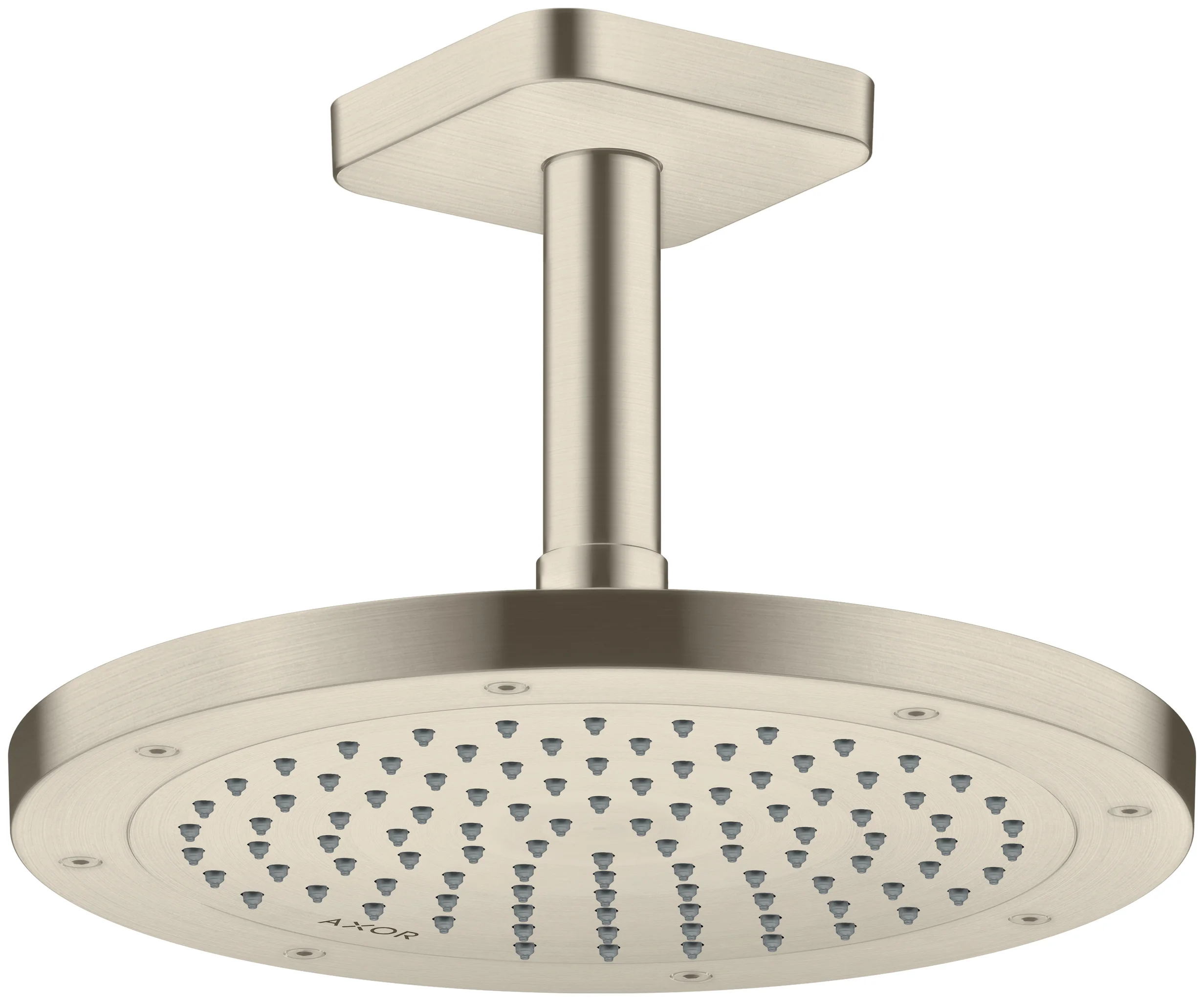 Hansgrohe AXOR ShowerSolutions Deckenanschluss 100 mm softsquare Brushed Nickel Aufputzmontage Messing G 1/2 Hansgrohe AXOR ShowerSolutions Deckenanschluss 100 mm softsquare Brushed Nickel Aufputzmontage Messing G 1/2