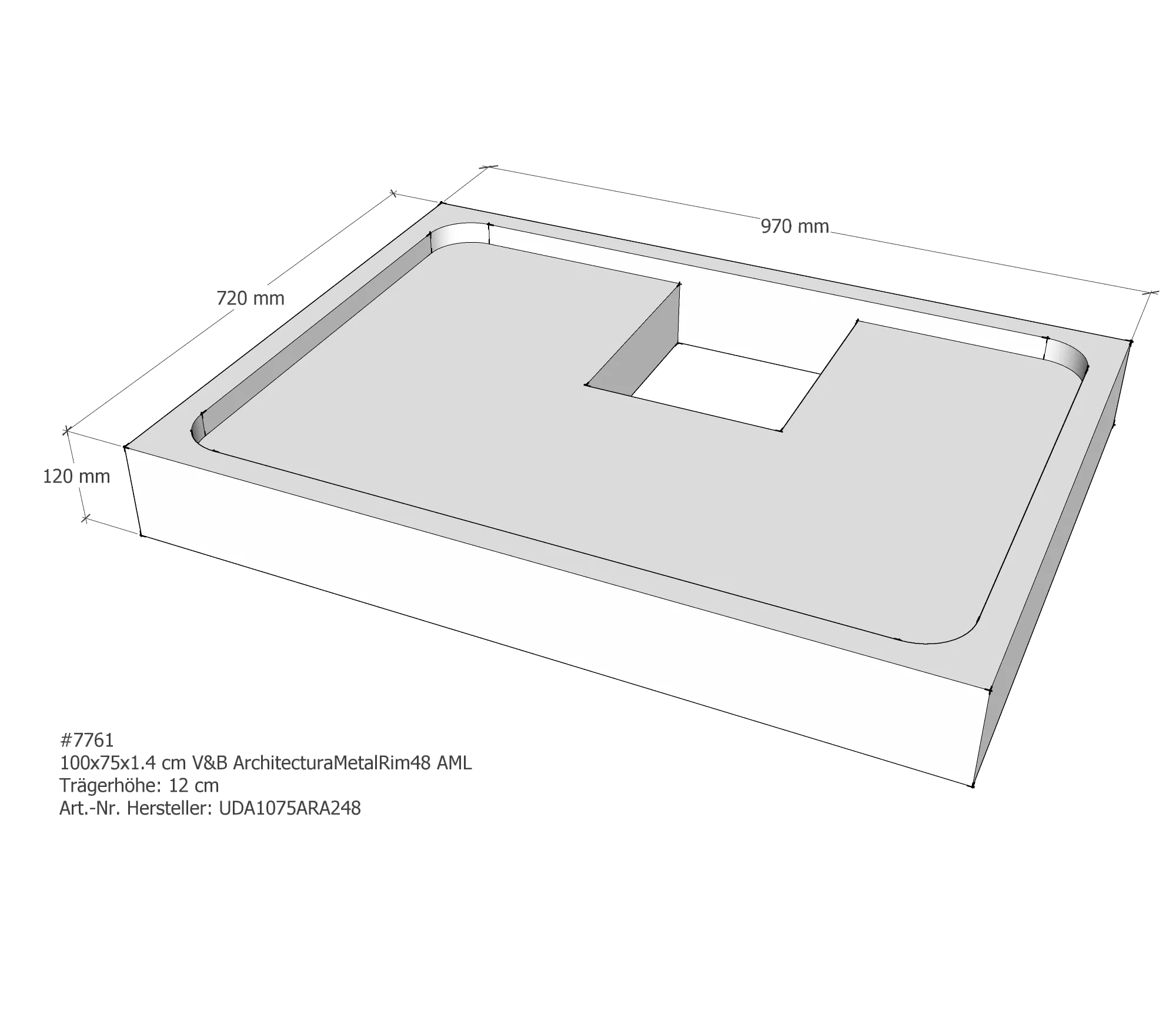 Duschwannenträger für Villeroy & Boch Architectura MetalRim 100 × 75 × 1,4 cm Breite: 75 cm / Länge: 100 cm Duschwannenträger für Villeroy & Boch Architectura MetalRim 100 × 75 × 1,4 cm Breite: 75 cm / Länge: 100 cm