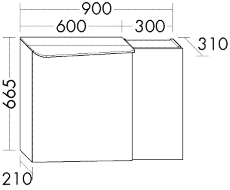 Burgbad Spiegelschrank Badu SFUB090, 310x900x665 mm, LED-Aufsatzleuchte 4200 K, Schalter-Steckdosenelement, Glaseinlegeböden