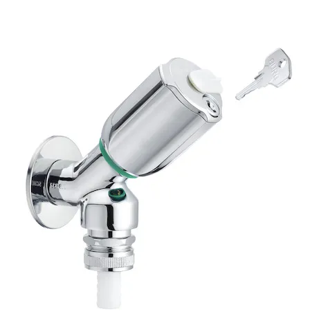 Geräteschrägsitzventil SECUR, RFV, RB, abschließbar, DN 15 G 1/2 AG, Schlauchverschraubung Ø 14,5 mm (DN 20 G 3/4 AG), chrom Geräteschrägsitzventil SECUR, RFV, RB, abschließbar, DN 15 G 1/2 AG, Schlauchverschraubung Ø 14,5 mm (DN 20 G 3/4 AG), chrom