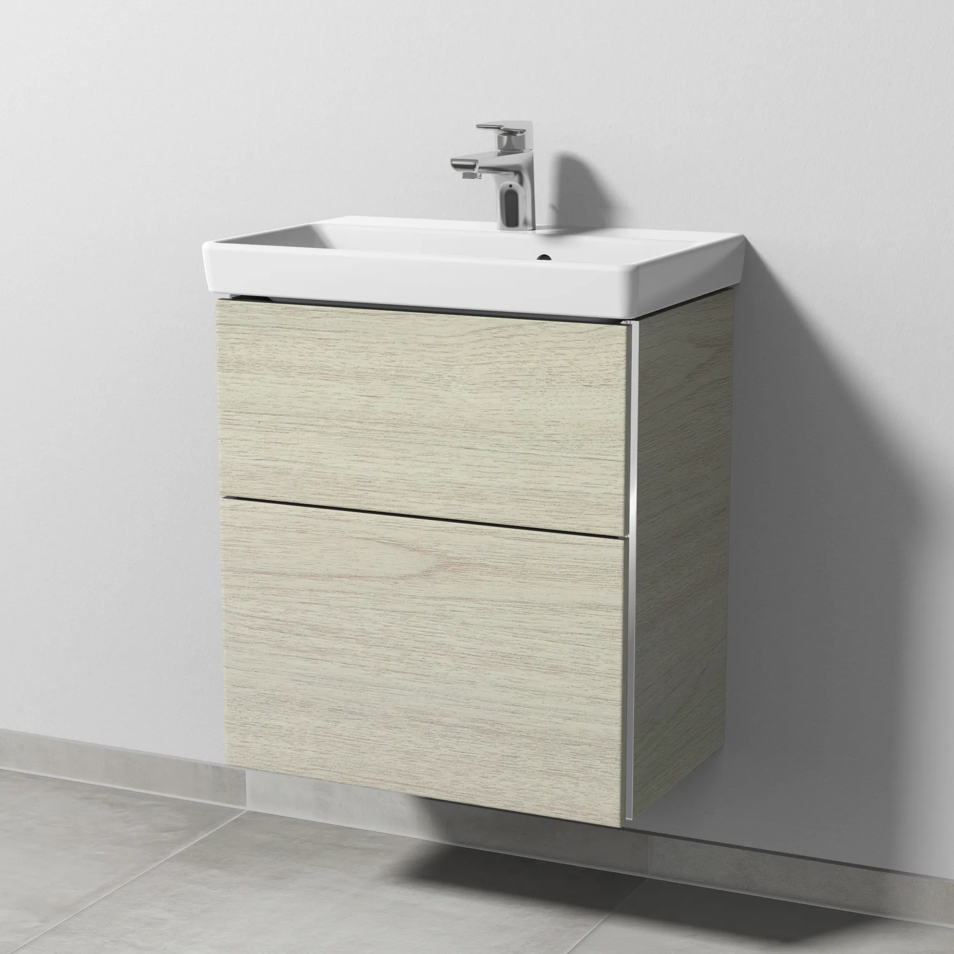 Sanipa Waschtischunterschrank „3way“ passend zu Keramik-Waschtische Avento von Villeroy & Boch 525 × 580 × 352 mm in White Oak