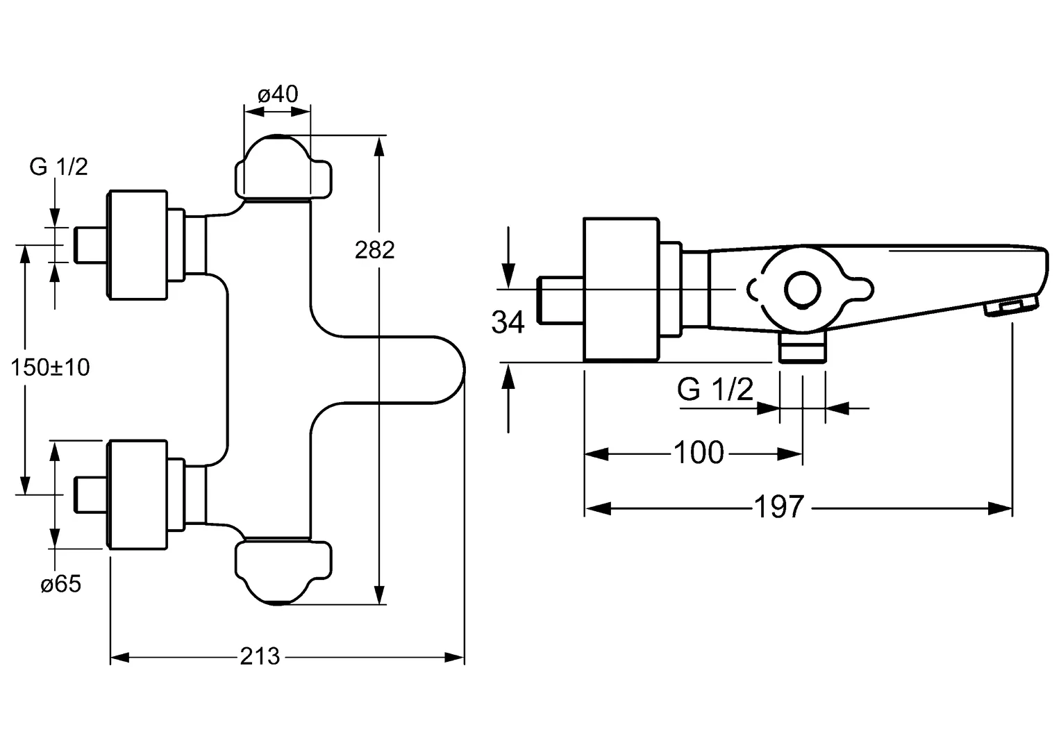 HansaMEDIPRO Wannen- und Brausearmatur HansaMEDIPRO 5810 Ausladung 197 mm DN15 Chrom HansaMEDIPRO Wannen- und Brausearmatur HansaMEDIPRO 5810 Ausladung 197 mm DN15 Chrom