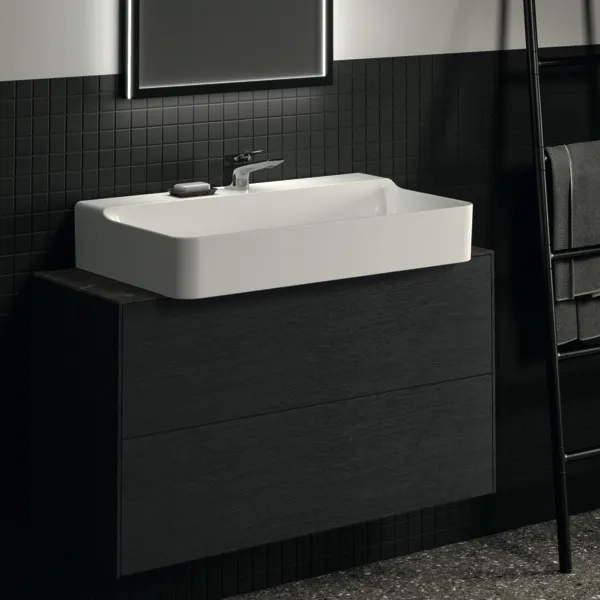 Ideal Standard Waschtischunterschrank „Conca“ 100 × 54 × 37,3 cm Eiche geflammt Furnier Ideal Standard Waschtischunterschrank „Conca“ 100 × 54 × 37,3 cm Eiche geflammt Furnier