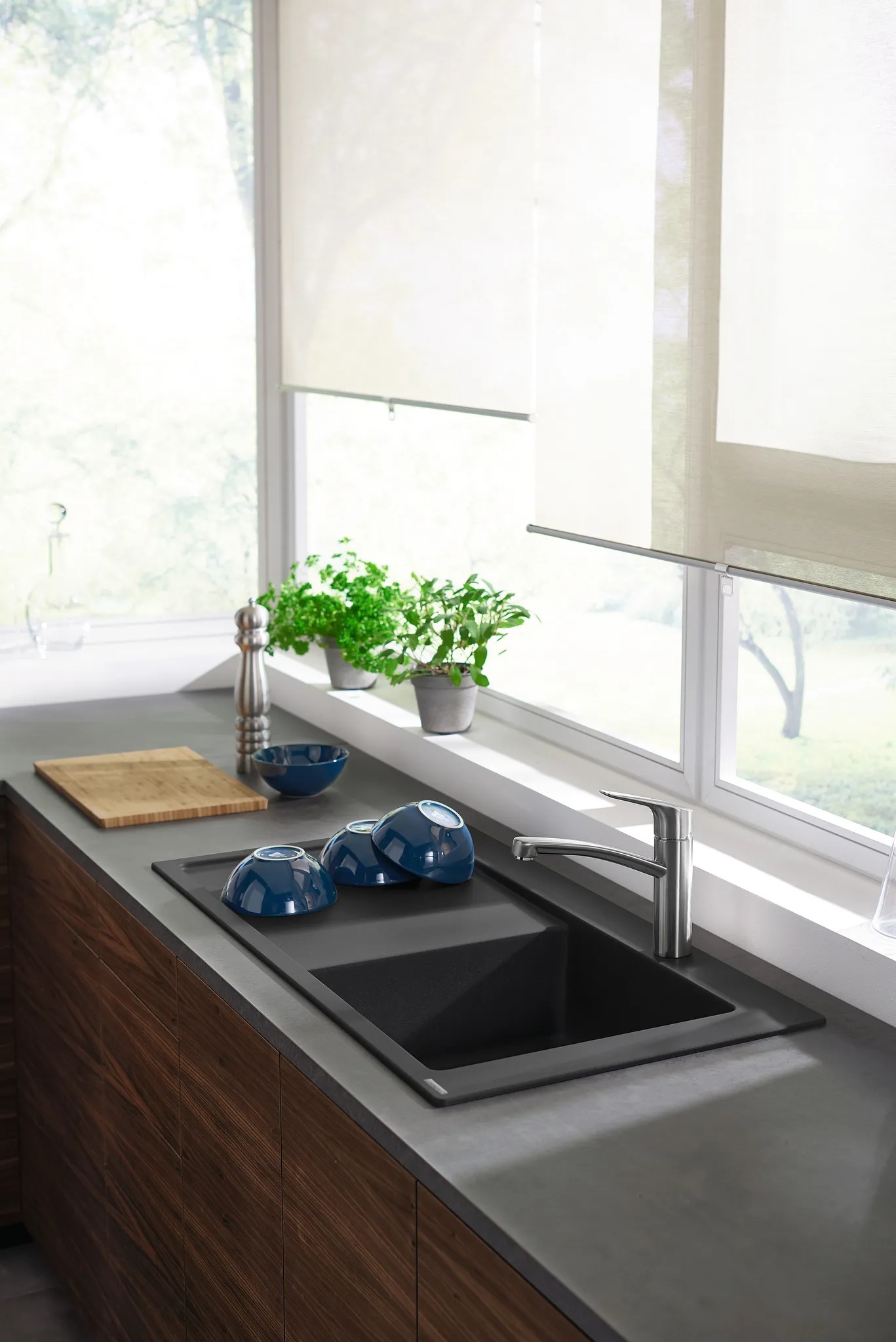 Hansgrohe Einbauspüle S51, Serie S514-F450, Steingrau, 1030 x 490 mm, 1 Hauptbecken mit Abtropffläche, Beckentiefe 190 mm Hansgrohe Einbauspüle S51, Serie S514-F450, Steingrau, 1030 x 490 mm, 1 Hauptbecken mit Abtropffläche, Beckentiefe 190 mm