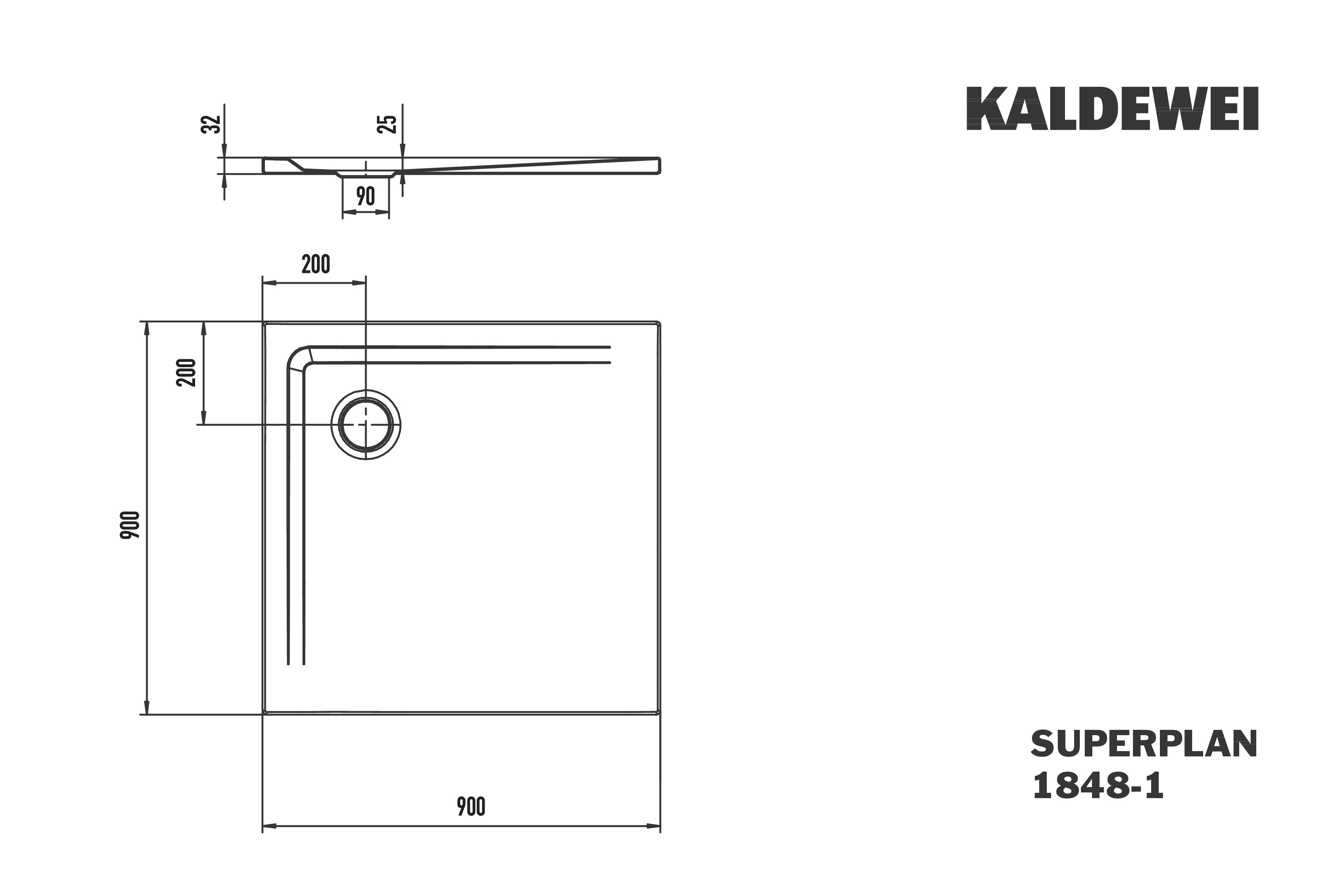 Kaldewei Duschwanne „Superplan“ 90 × 90 cm ohne Oberflächenveredelung, in warm grey 50