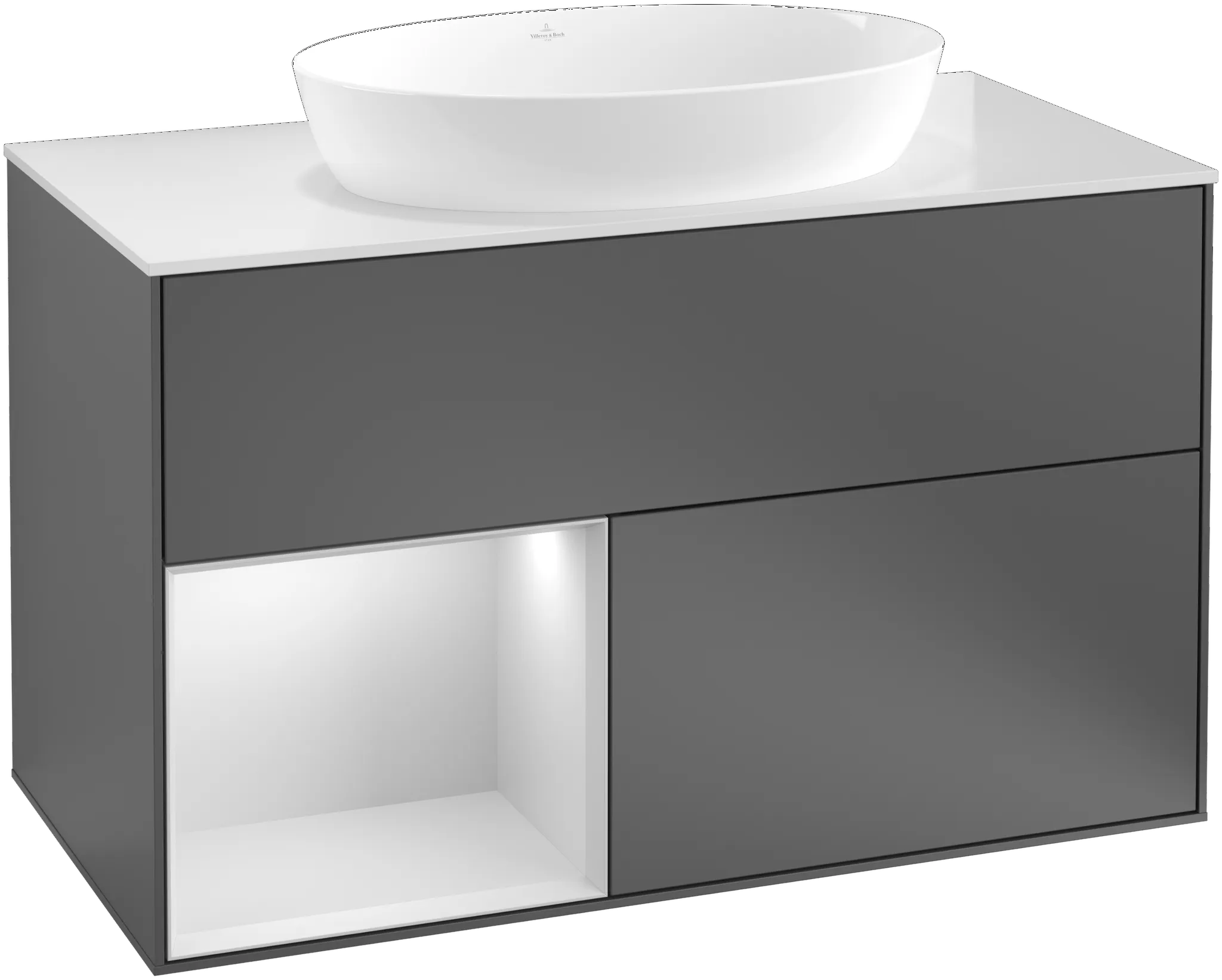Villeroy & Boch Waschtischunterschrank „Finion“ für Schrankwaschtisch 1000 × 603 × 501 mm White Matt Lacquer, für Becken mittig, ohne Hahnlochbohrung Villeroy & Boch Waschtischunterschrank „Finion“ für Schrankwaschtisch 1000 × 603 × 501 mm White Matt Lacquer, für Becken mittig, ohne Hahnlochbohrung