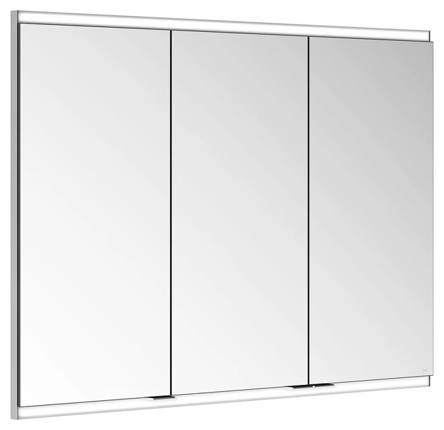KEUCO Wandeinbau Spiegelschrank 3-türig „Royal Modular 2.0“ in Silber (eloxiert), Unterputz, mit Beleuchtung, mit Steckdose 1000 × 700 × 160 mm