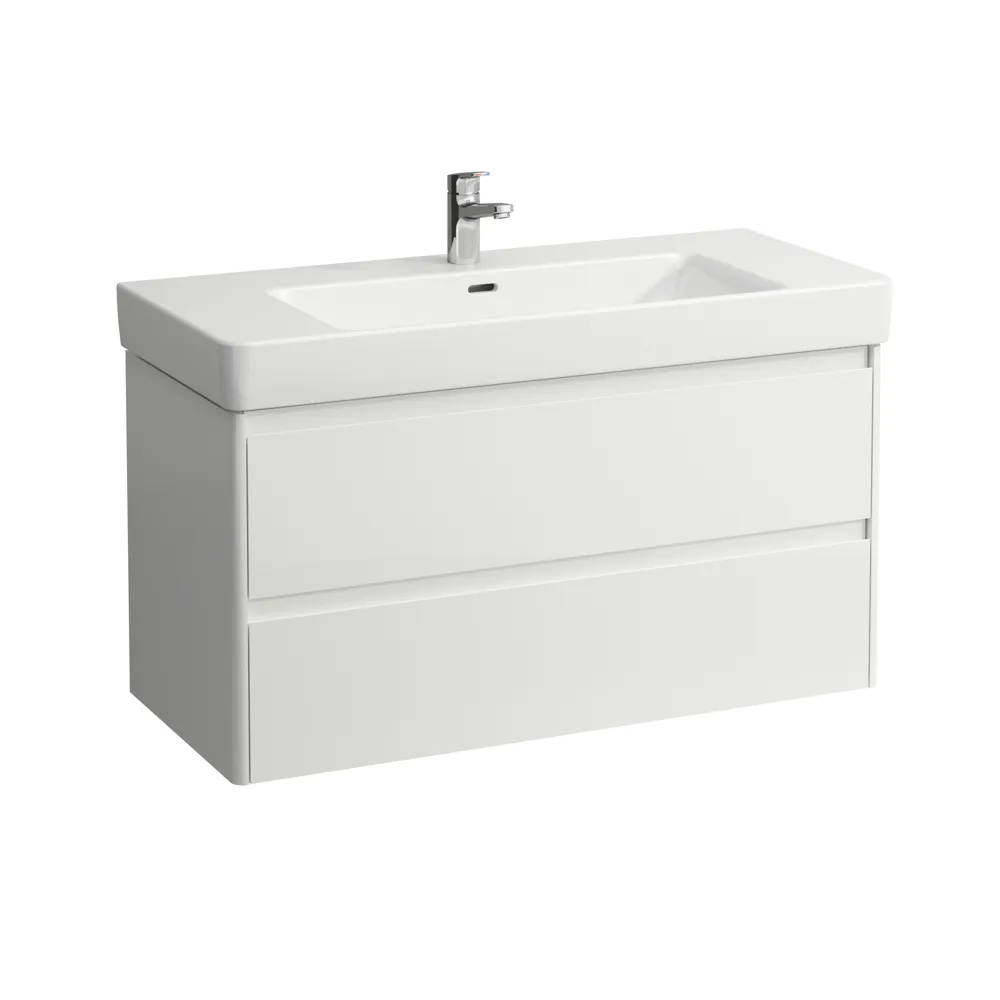 Waschtischunterbau BASE 2.0 für PRO S 446x1021x515 2 Schubladen mit Griffmulde für Waschtisch H813966 weiß matt