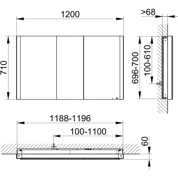 KEUCO Wandeinbau Spiegelschrank „Somaris“ Eiche hell Dekor, Unterputz, ohne Spiegelheizung 1200 × 710 × 115 mm KEUCO Wandeinbau Spiegelschrank „Somaris“ Eiche hell Dekor, Unterputz, ohne Spiegelheizung 1200 × 710 × 115 mm