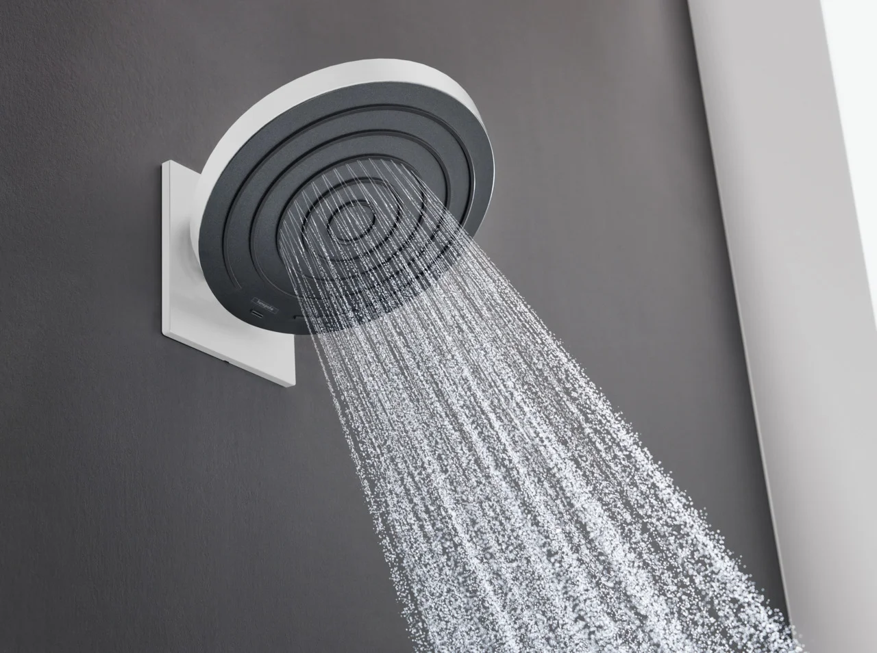Hansgrohe Pulsify S Kopfbrause 260 mm, 2 Strahlarten, PowderRain & Intense PowderRain, mattschwarz, Wandanschluss für iBox universal