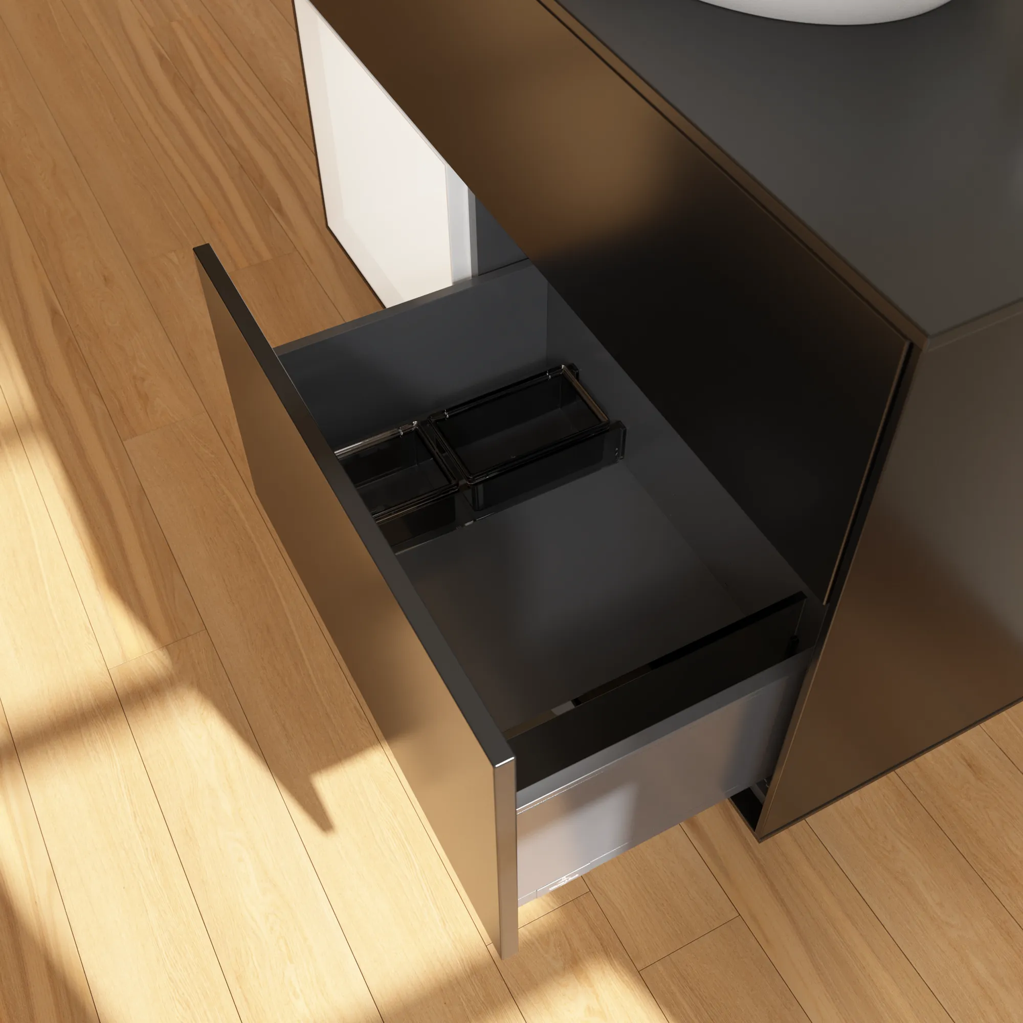 Villeroy & Boch Waschbeckenunterschrank Finion F89, 1000x603x501 mm, Black Matt Lacquer, mit Beleuchtung und Push-to-open Funktion