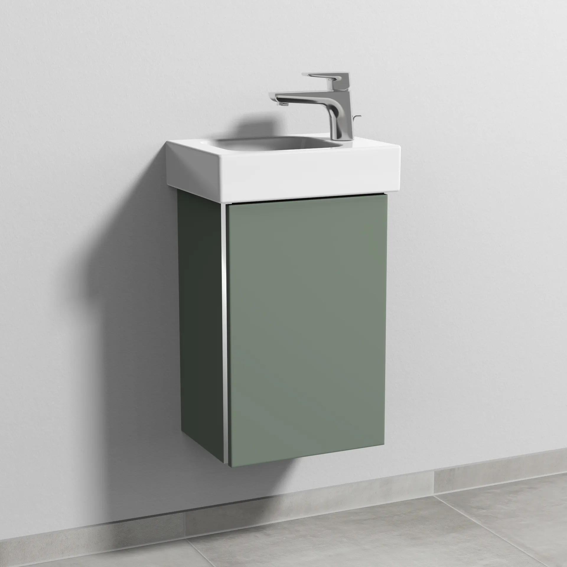 Sanipa Waschtischunterschrank „3way“ passend zu Keramik-Waschtische iCon von Geberit 335 × 523 × 267 mm in Soft-Green, Anschlag rechts