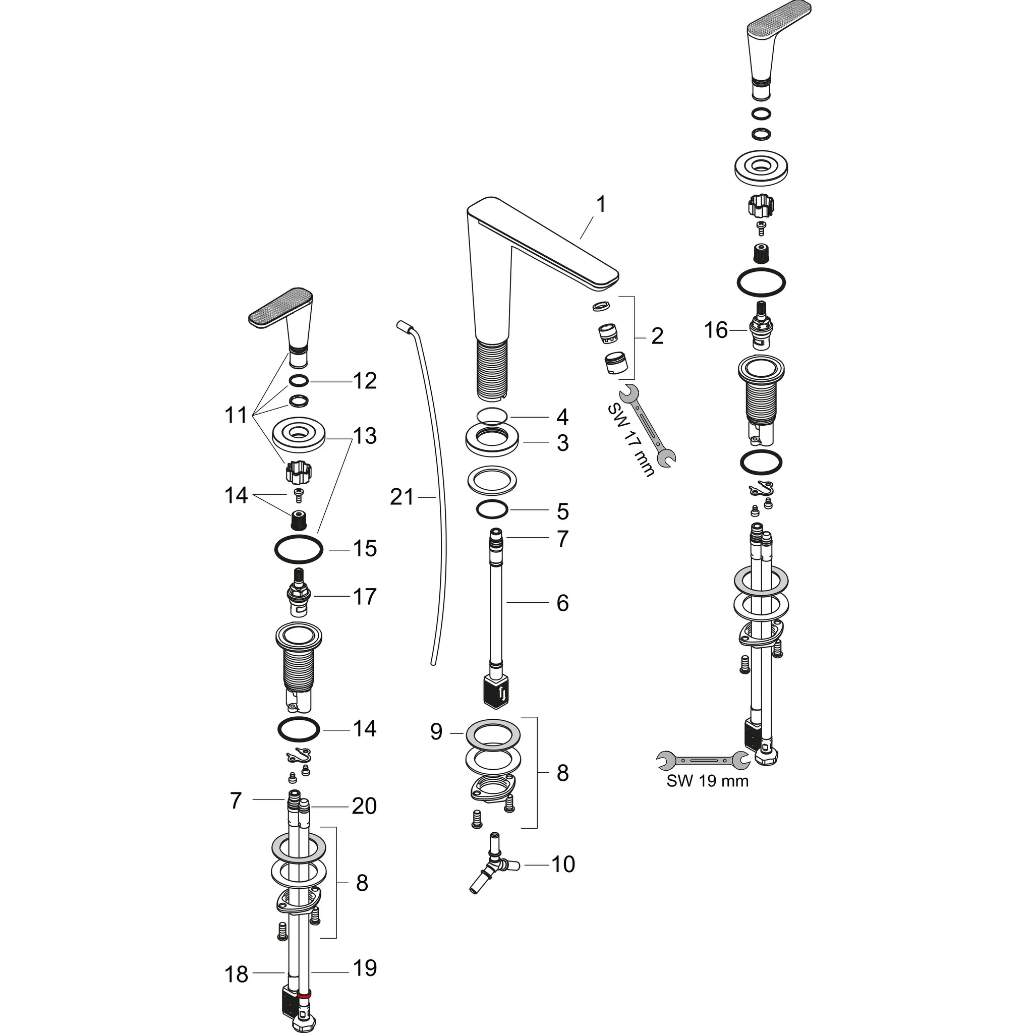Zweihand-Waschtischarmatur „Axor Citterio C“ Ausladung 135 mm in Chrom Zweihand-Waschtischarmatur „Axor Citterio C“ Ausladung 135 mm in Chrom
