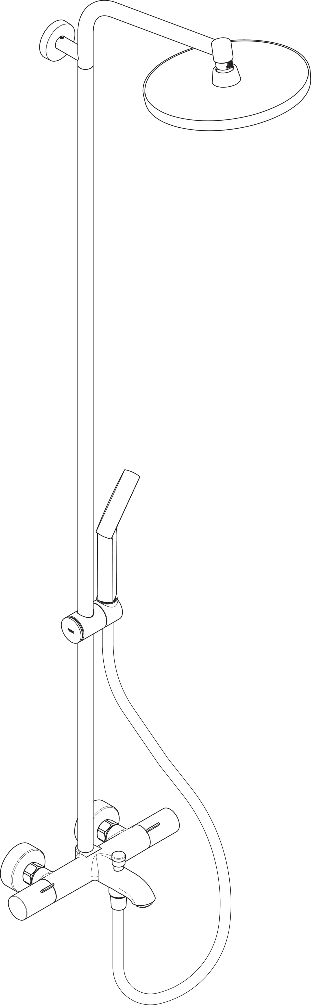 Hansgrohe Activera S Showerpipe 240 1jet EcoSmart mit Wannenthermostat Ecostat Fine Chrom, Aufputzinstallation, 3 Verbraucher