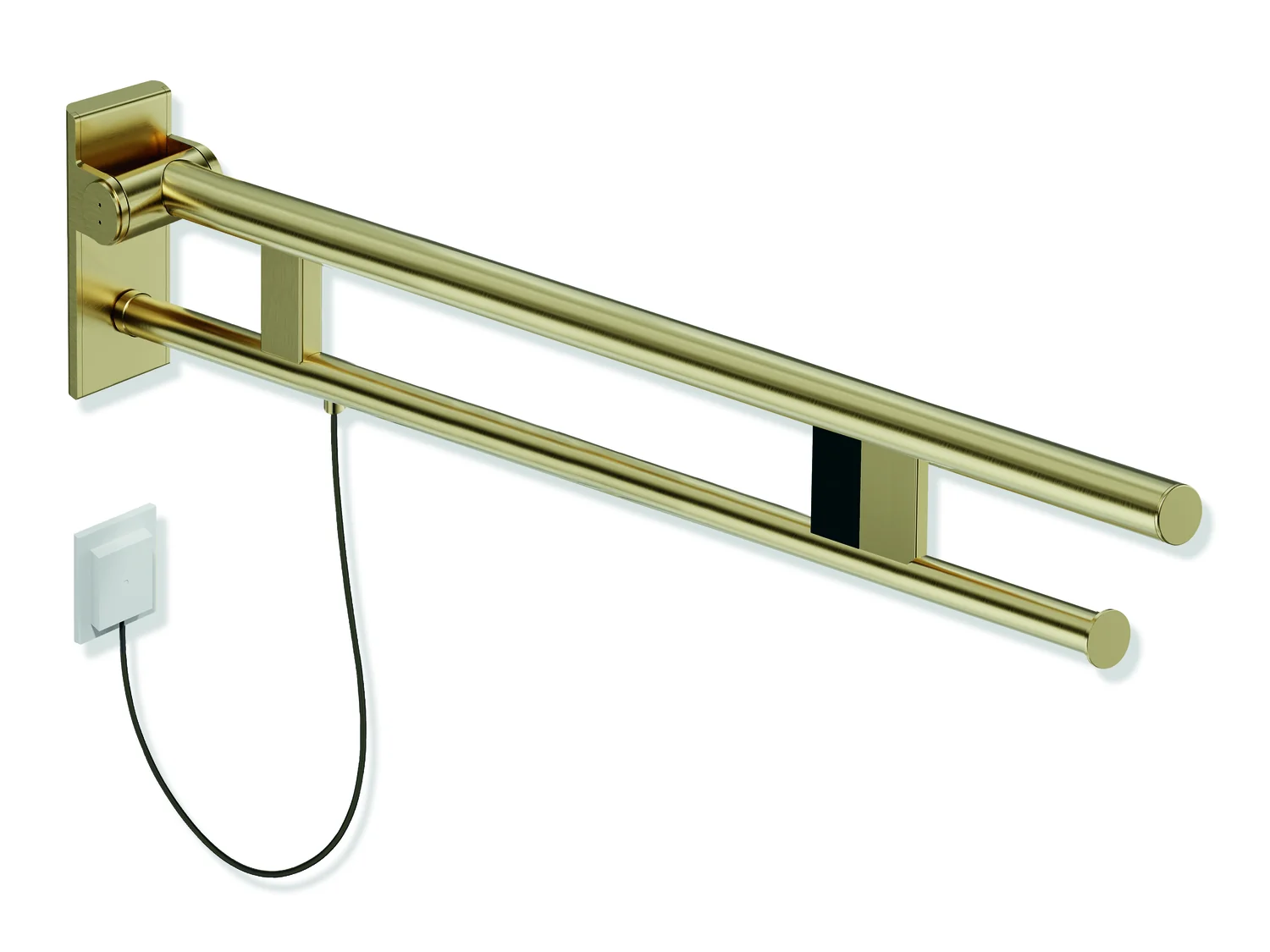 HEWI Stützklappgriff Duo, System 900, Edelstahl PVD, 900 mm Ausladung, rechts