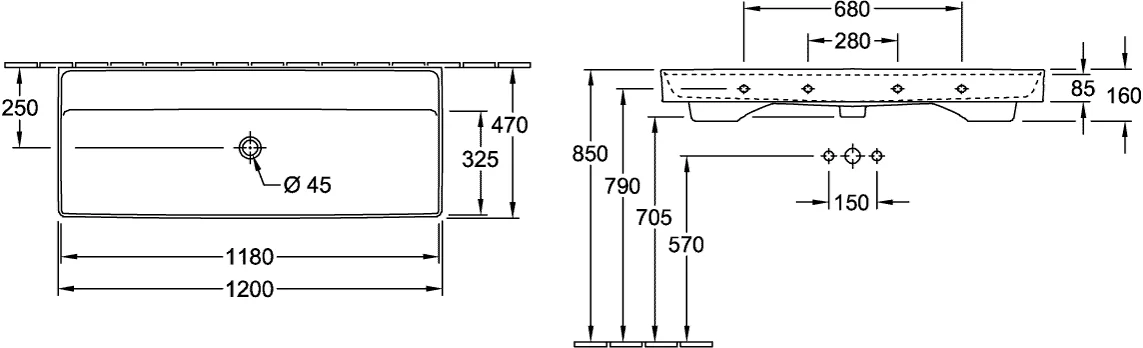 Villeroy & Boch Collaro Schrankwaschtisch 1200x470mm Rechteck Weiß Alpin TitanCeram Villeroy & Boch Collaro Schrankwaschtisch 1200x470mm Rechteck Weiß Alpin TitanCeram