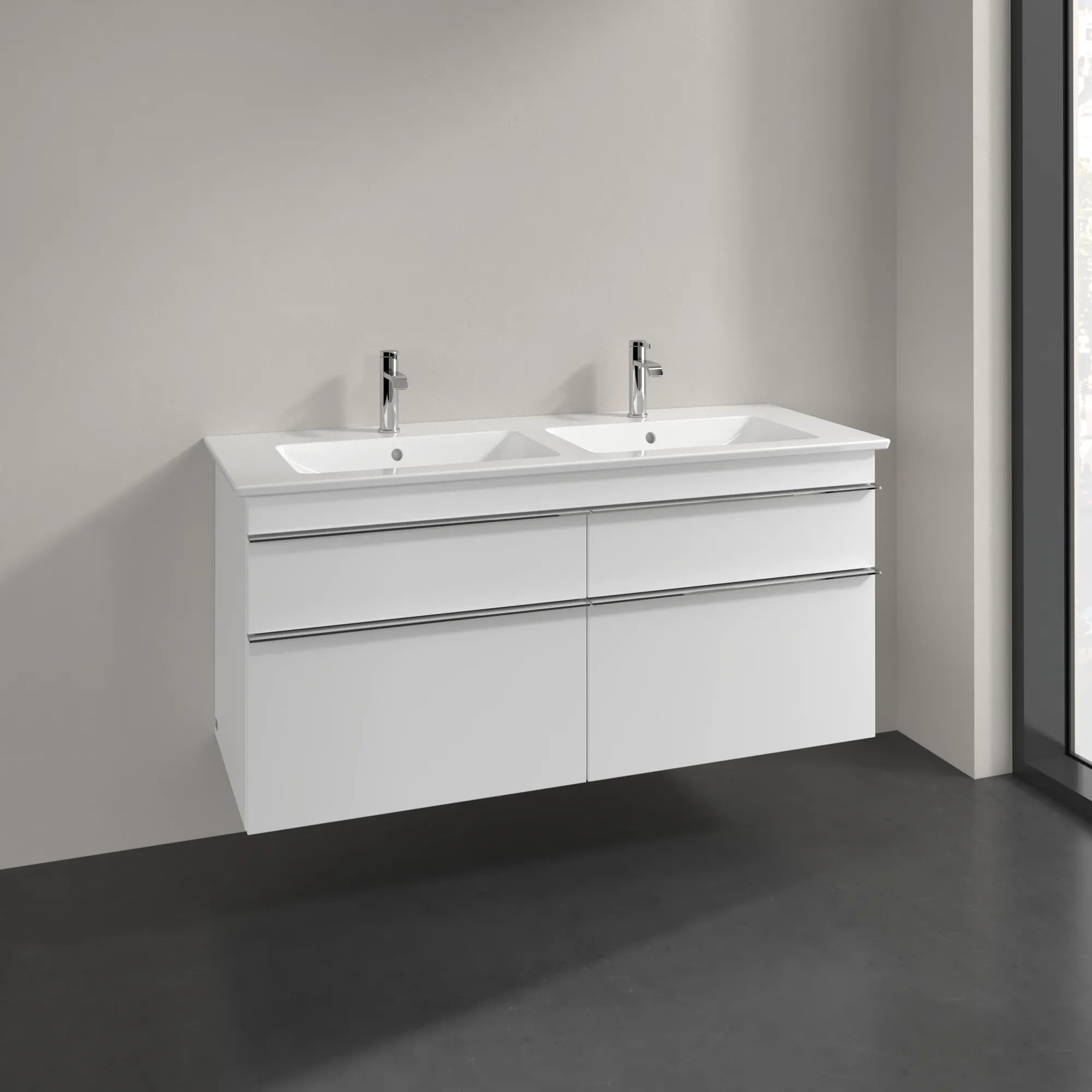 Villeroy & Boch Waschtischunterschrank „Venticello“ für Schrank-Doppelwaschtisch 125,3 × 59 × 50,2 × 50,2 cm Weiß Matt, mittig