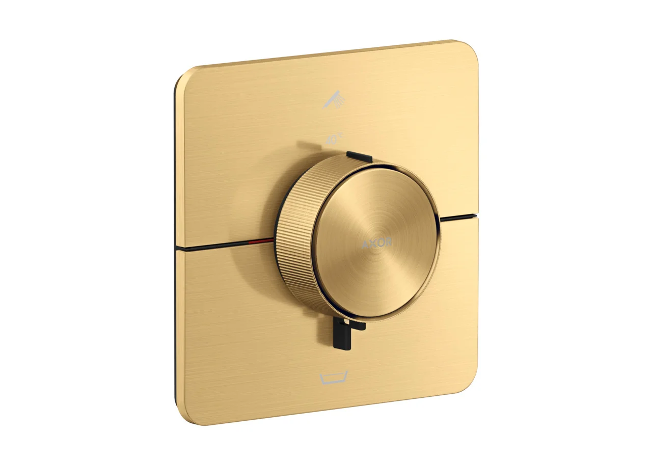 Hansgrohe AXOR ShowerSelect ID Thermostat Unterputz softsquare Brushed Gold Optic 2 Verbraucher, präzise Temperatursteuerung, flache Rosette, einfache Installation