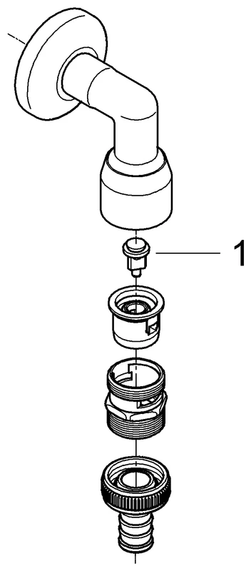 Original WAS Schlauchanschlussbogen 41126, DN 15, Wandmontage, Rohrbelüfter Bauform HB, eigensicher, chrom