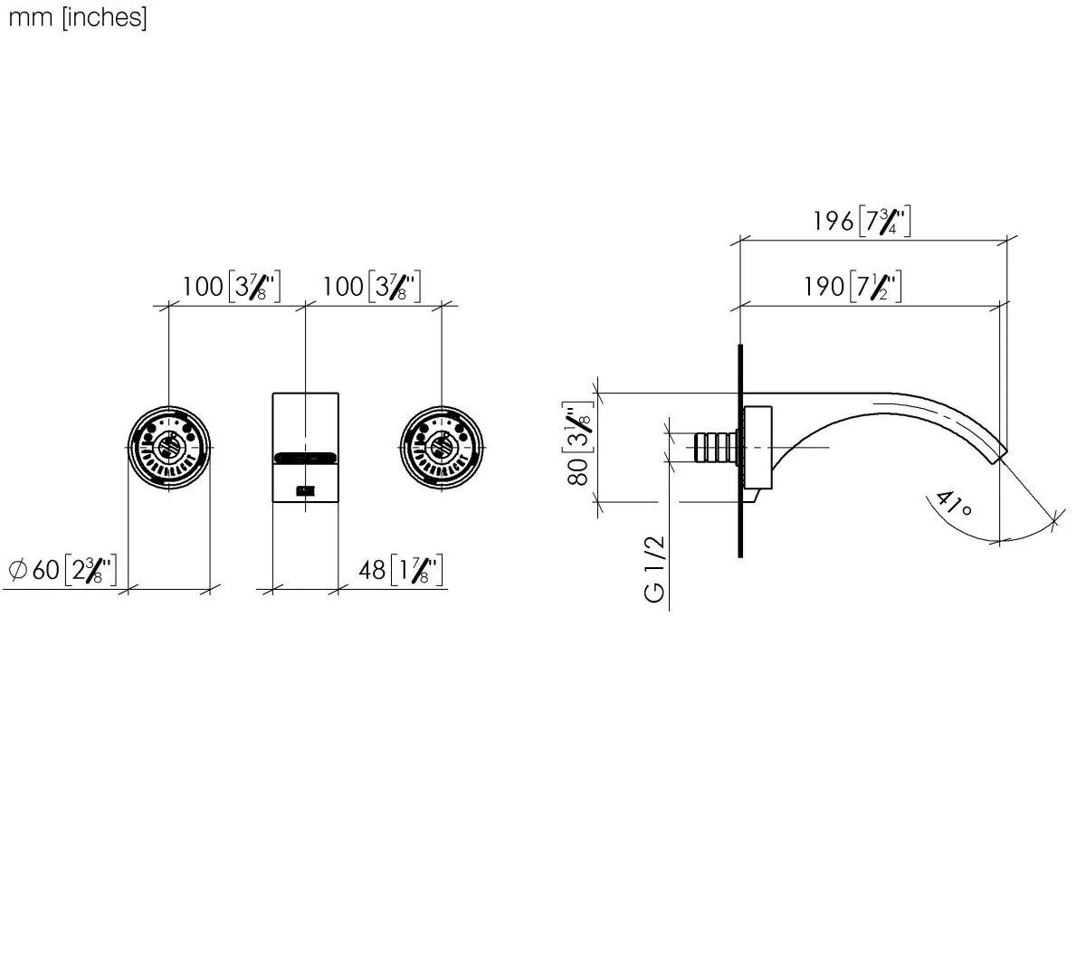 Waschtisch-Wandbatterie ohne Ablaufgarnitur CYO Chrom 36712811 Waschtisch-Wandbatterie ohne Ablaufgarnitur CYO Chrom 36712811