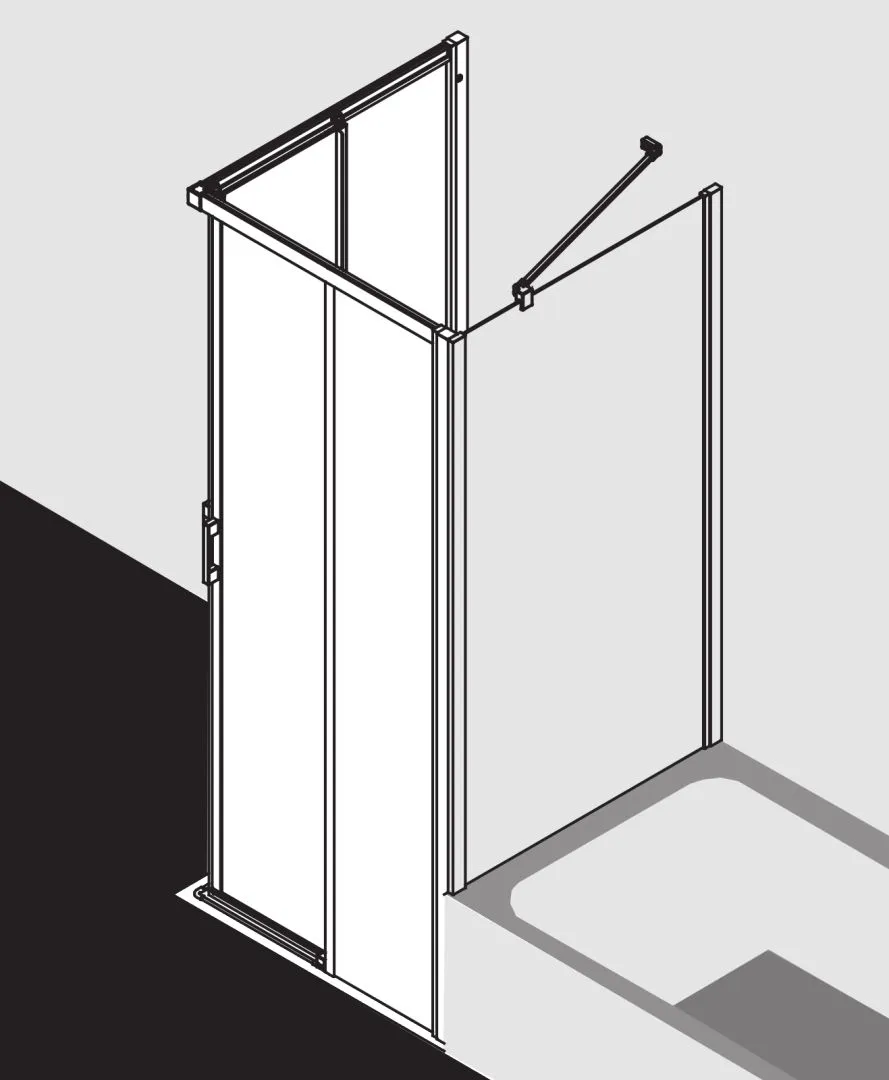 Kermi Duschtür Eckeinstieg 2-teilig (Gleittüren bodenfrei) Halbteil links „LIGA“ 185 cm Glas Klar, Profile Silber Hochglanz, Schiebetür zweiteilig