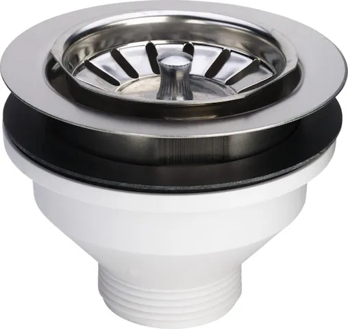 Viega Ablaufventil für Spülen Modell 7128 in G1 1 / 2 × 114,5 mm Chromnickelstahl 11,4 cm